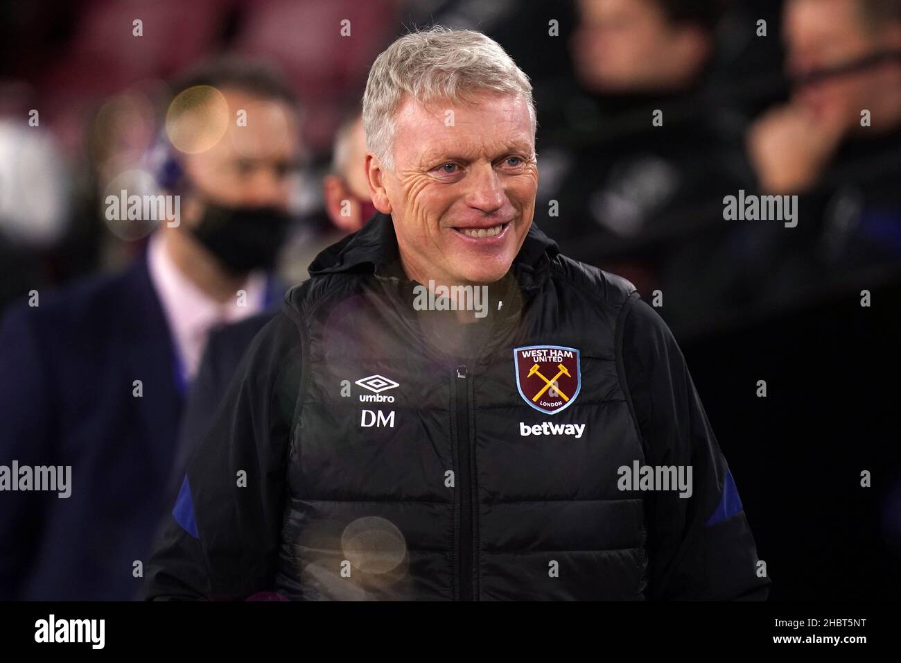 Datei-Foto vom 01-12-2021 von West Ham United Manager David Moyes, der darauf besteht, dass er „gerne eine Trophäe mit West Ham gewinnen würde“, aber seine Priorität wird immer die Premier League sein. Ausgabedatum: Dienstag, 21. Dezember 2021. Stockfoto