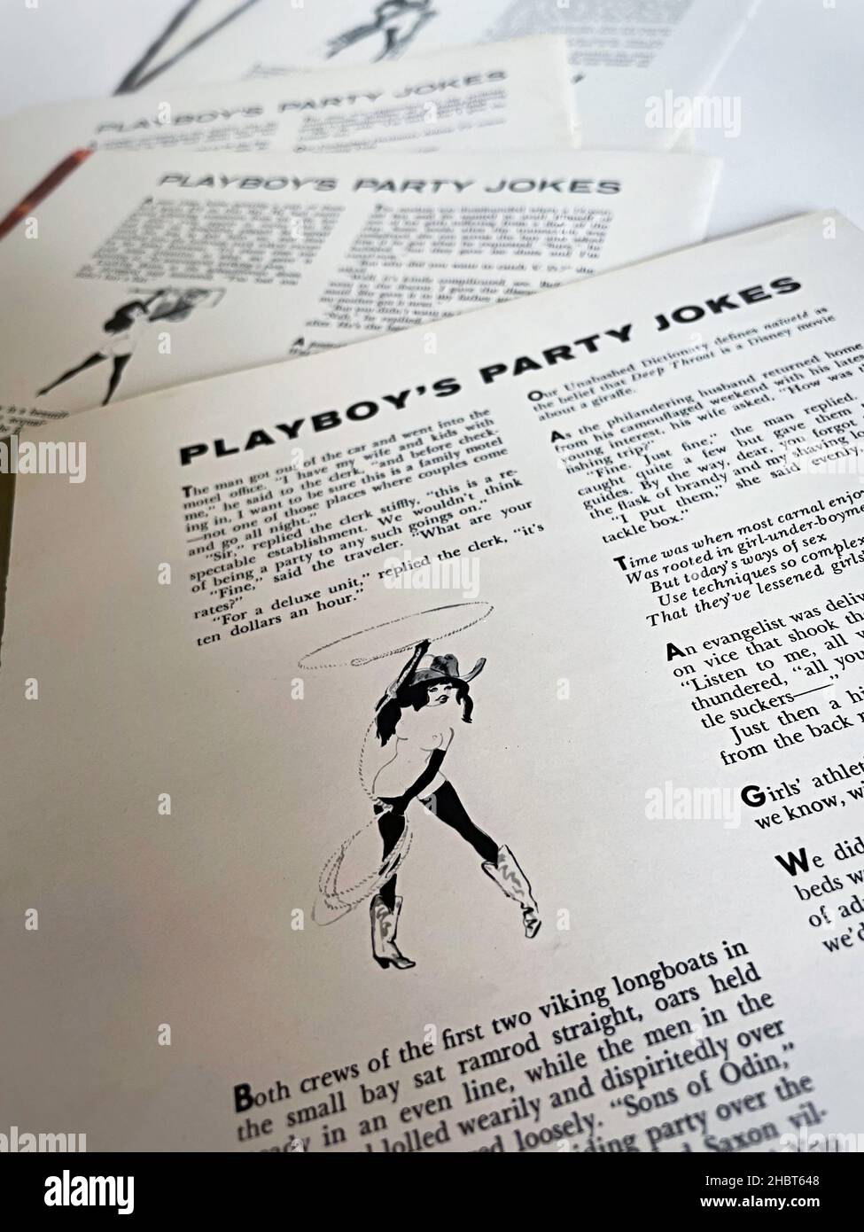 Vintage 1973 Playboy Magazine Party Witze Seiten, USA Stockfoto