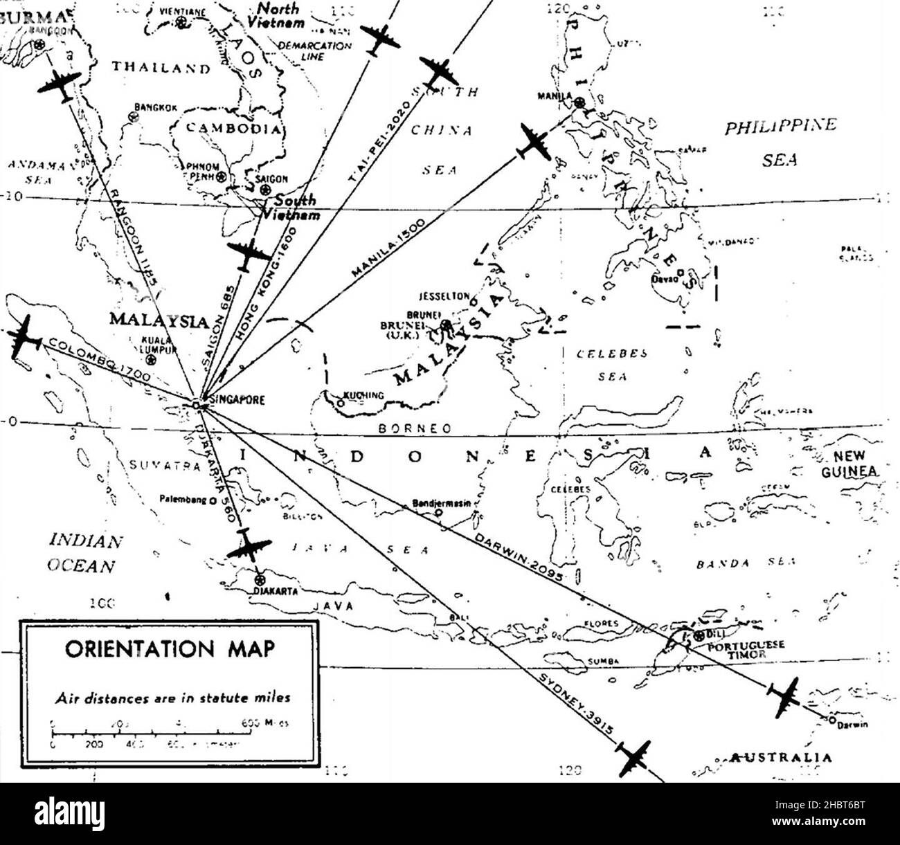 Orientierungskarte der militärischen Fähigkeiten der indonesischen Luftwaffe im westlichen Pazifik Ca. 30. Oktober 1963 Stockfoto