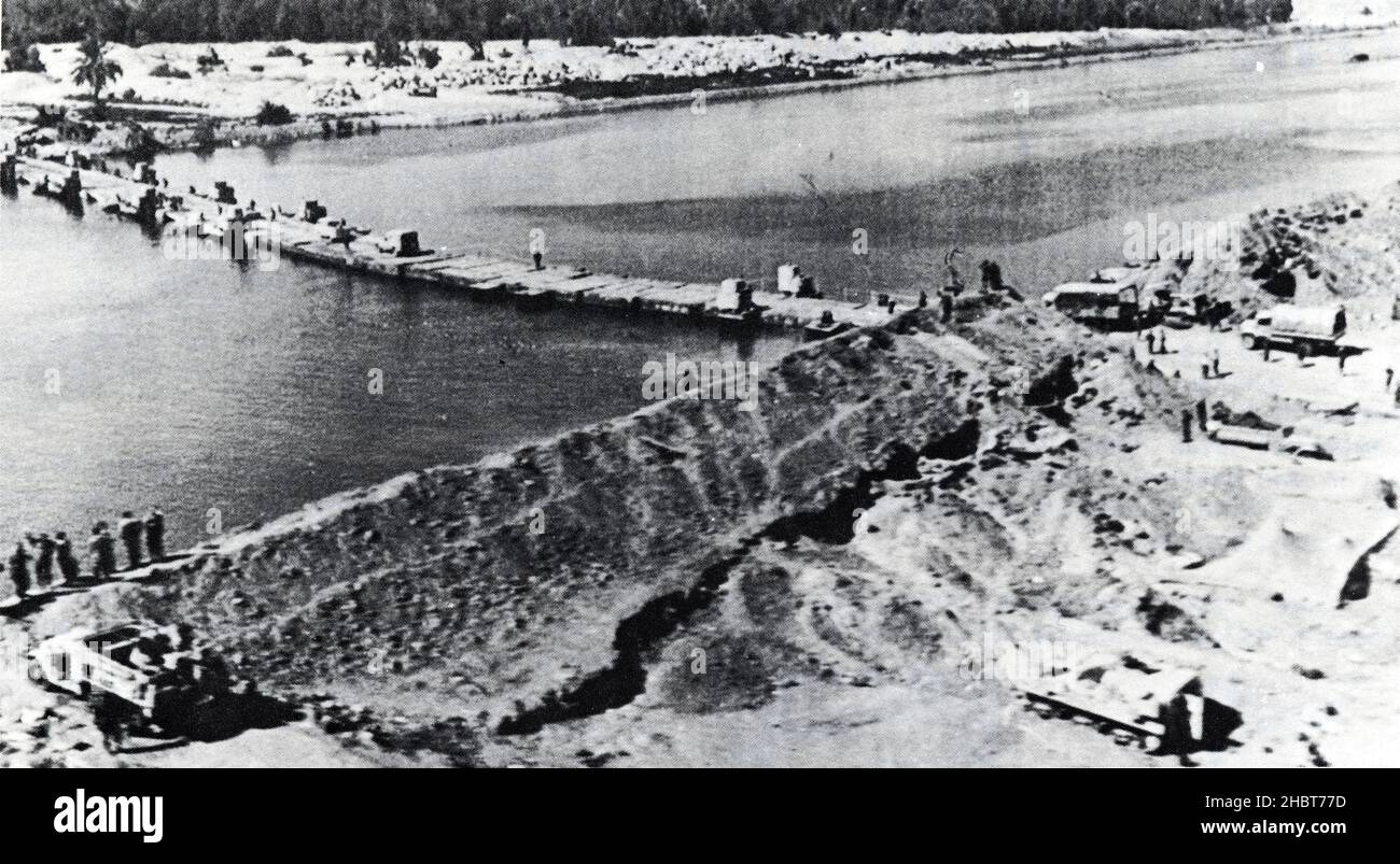 Israelische Brücke über den Suezkanal während des arabisch-israelischen Krieges von 1973 ca. 1. Oktober 1973 Stockfoto