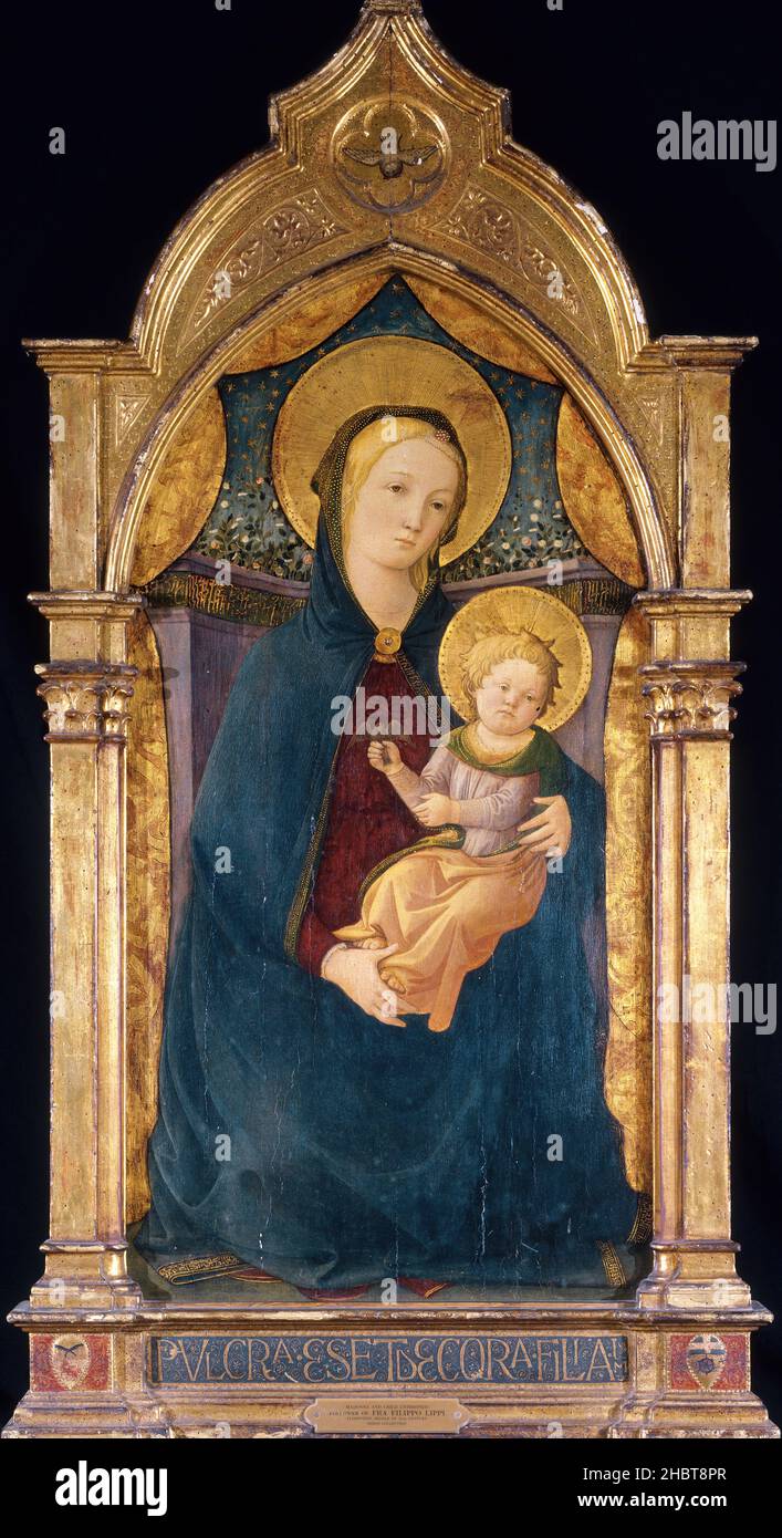 Anhänger - Madonna mit Kind auf dem Thron - 1440 50 - tempera e foglia d'oro su tavola 82,2 x 42,8 cm - Stockfoto