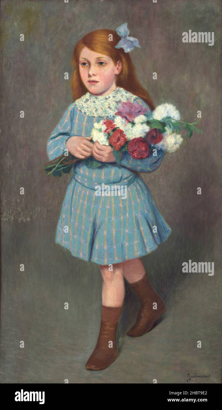 Bambina con fiori - no date - Öl auf Leinwand no info - Zandomeneghi Federico Stockfoto Bambina con fiori - no date - Öl auf Leinwand no info - Zandomeneghi Federico Stockfoto
