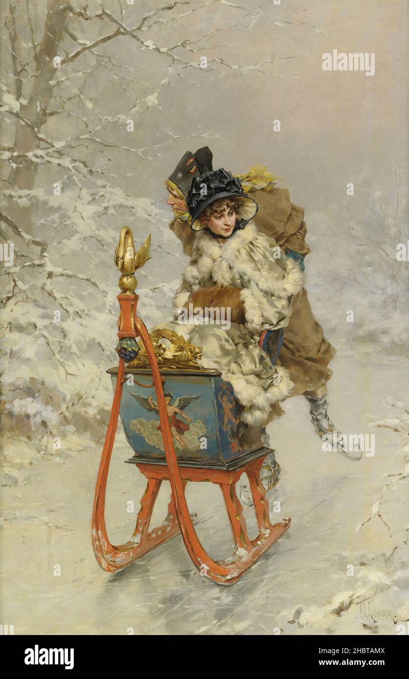 Kaemmerer Frederik Hendrik - Privatsammlung - die Schlittenfahrt - kein Datum - Öl auf Leinwand montato auf Masonit 59,9 x 40,1 cm Stockfoto