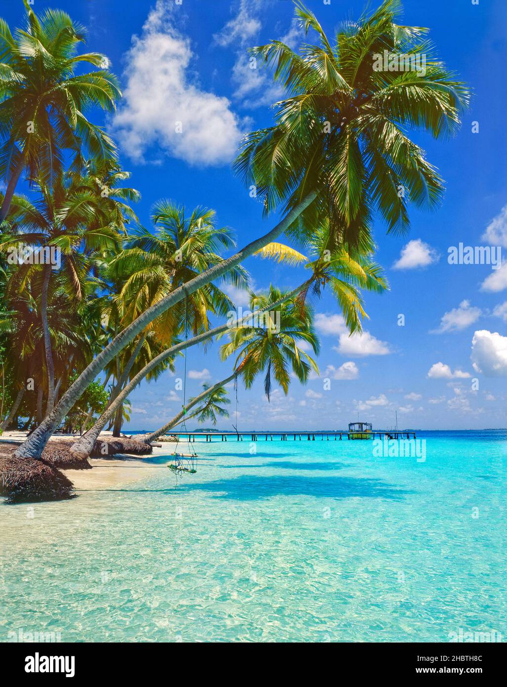 Allgemeine Szene der Malediven auf Kuda Bandos Island, Nord Male Atoll, Malediven, Malediven, Indischer Ozean. Stockfoto