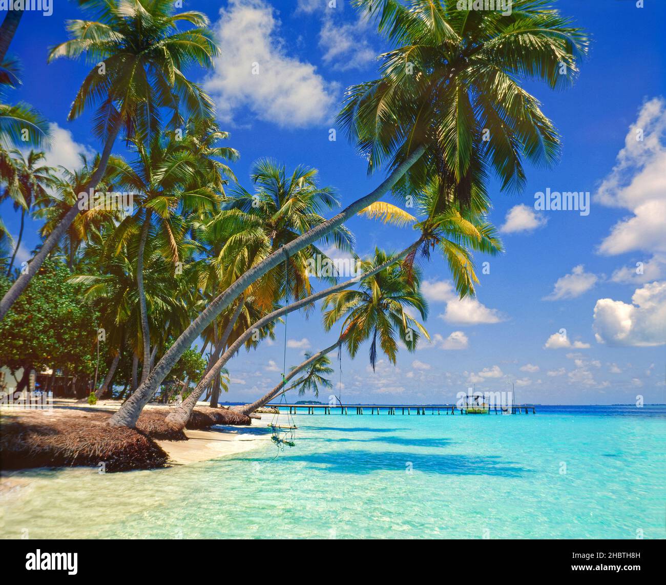 Allgemeine Szene der Malediven auf Kuda Bandos Island, Nord Male Atoll, Malediven, Malediven, Indischer Ozean. Stockfoto