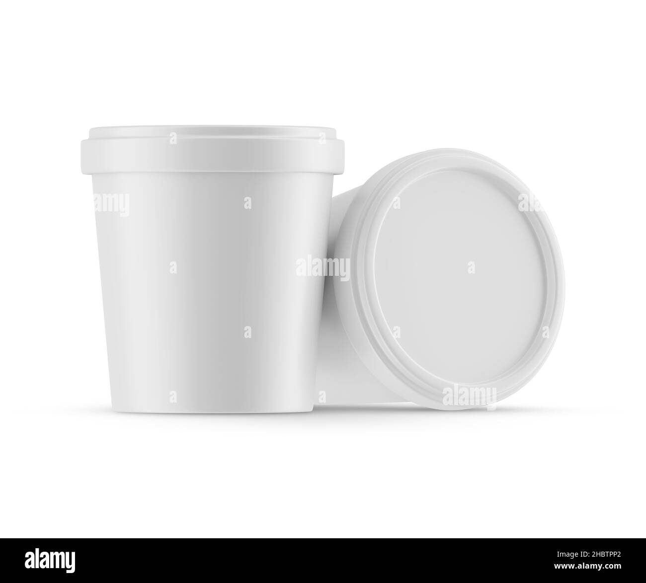 Bucket Mockup 3D Rendering auf weißem Hintergrund Stockfoto