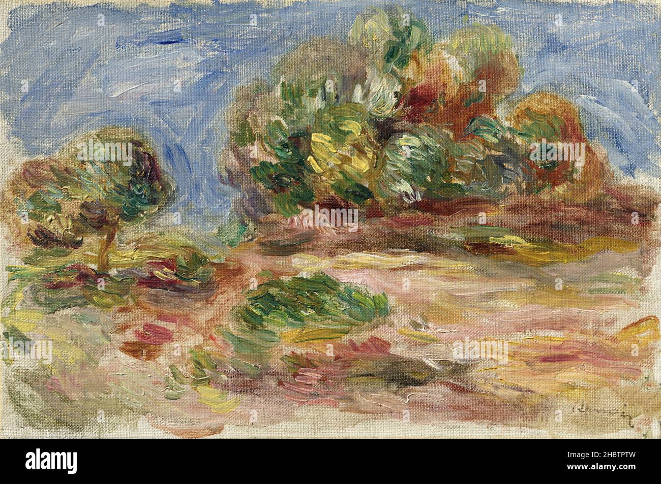 Landschaft von Cagnes - 1900C. - Öl auf Leinwand 22 x 32,5 cm - Renoir Auguste Stockfoto