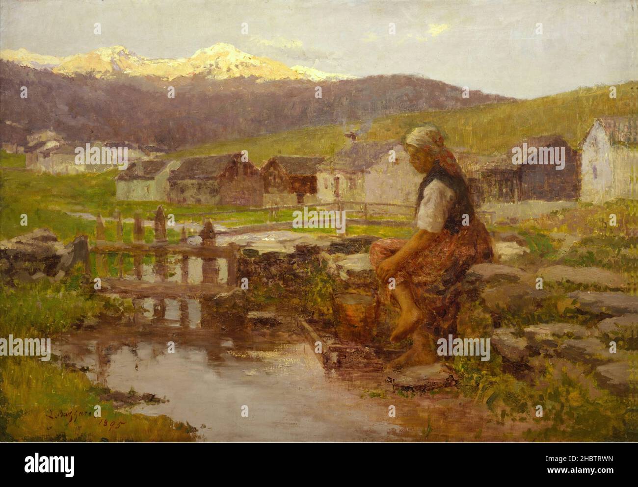 Baite a Macugnaga - 1895 - Öl auf Leinwand 94 x 133 - Bazzaro Leonardo Stockfoto