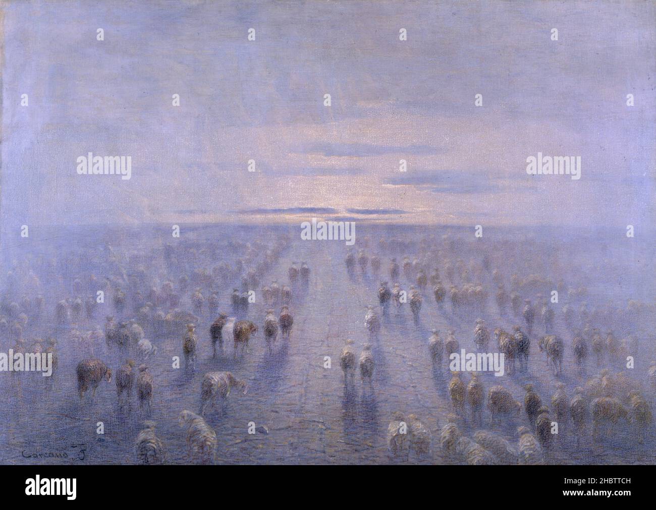 Il gregge o L'umanità - 1906c. - Öl auf Leinwand 136,5 x 193 cm - Carcano Filippo Stockfoto