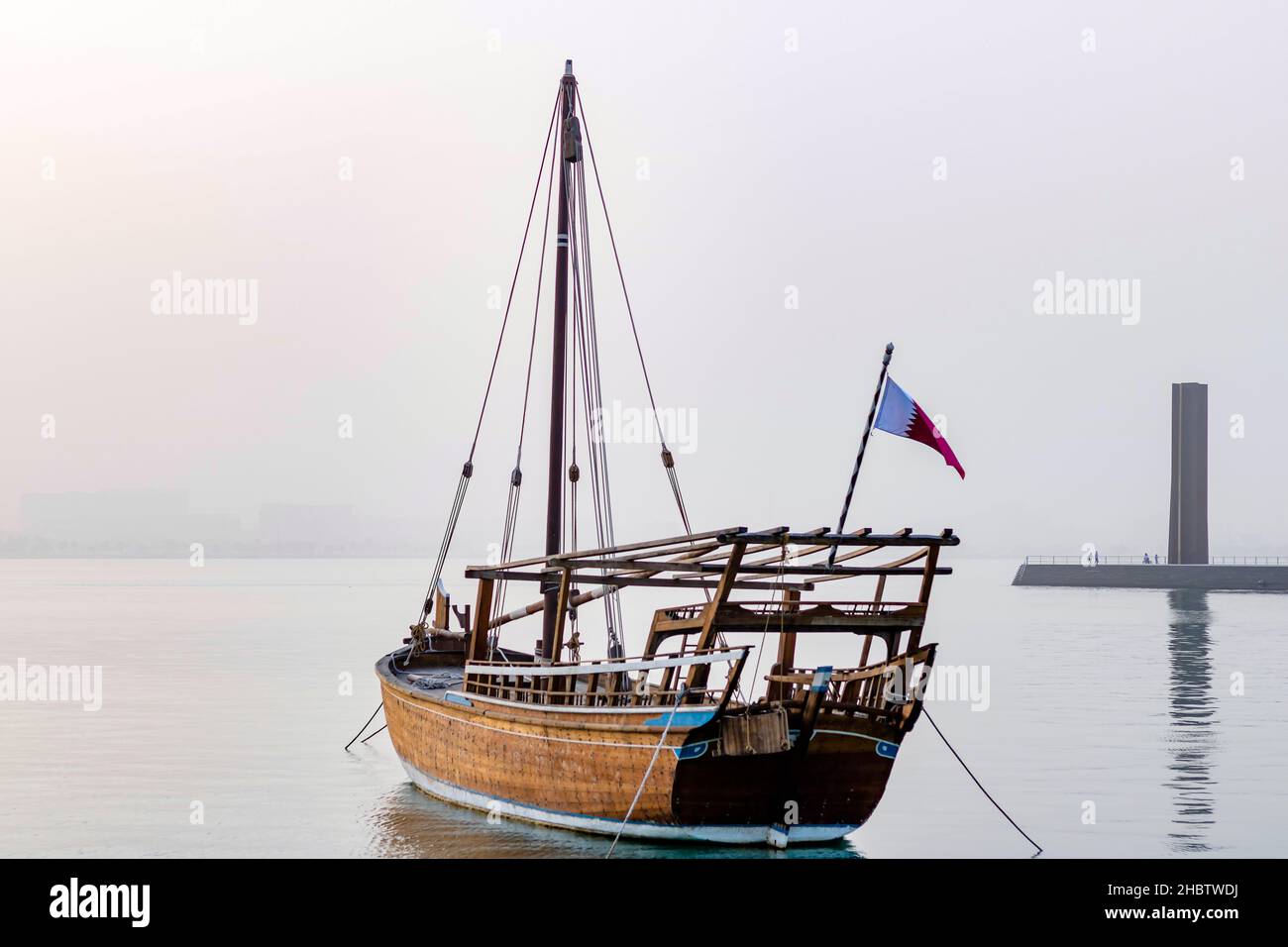 Boote in Katar MIA Park während der Wintersaison Stockfoto