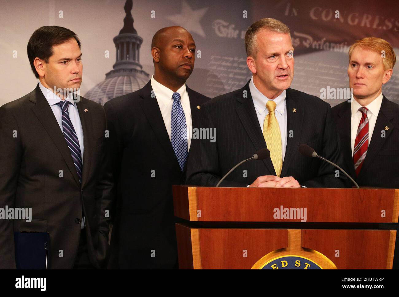 Senator Marco Rubio, Senator Tim Scott, Senator Dan Sullivan und Senator James Lankford halten eine Pressekonferenz ab. 21. September 2016 Stockfoto