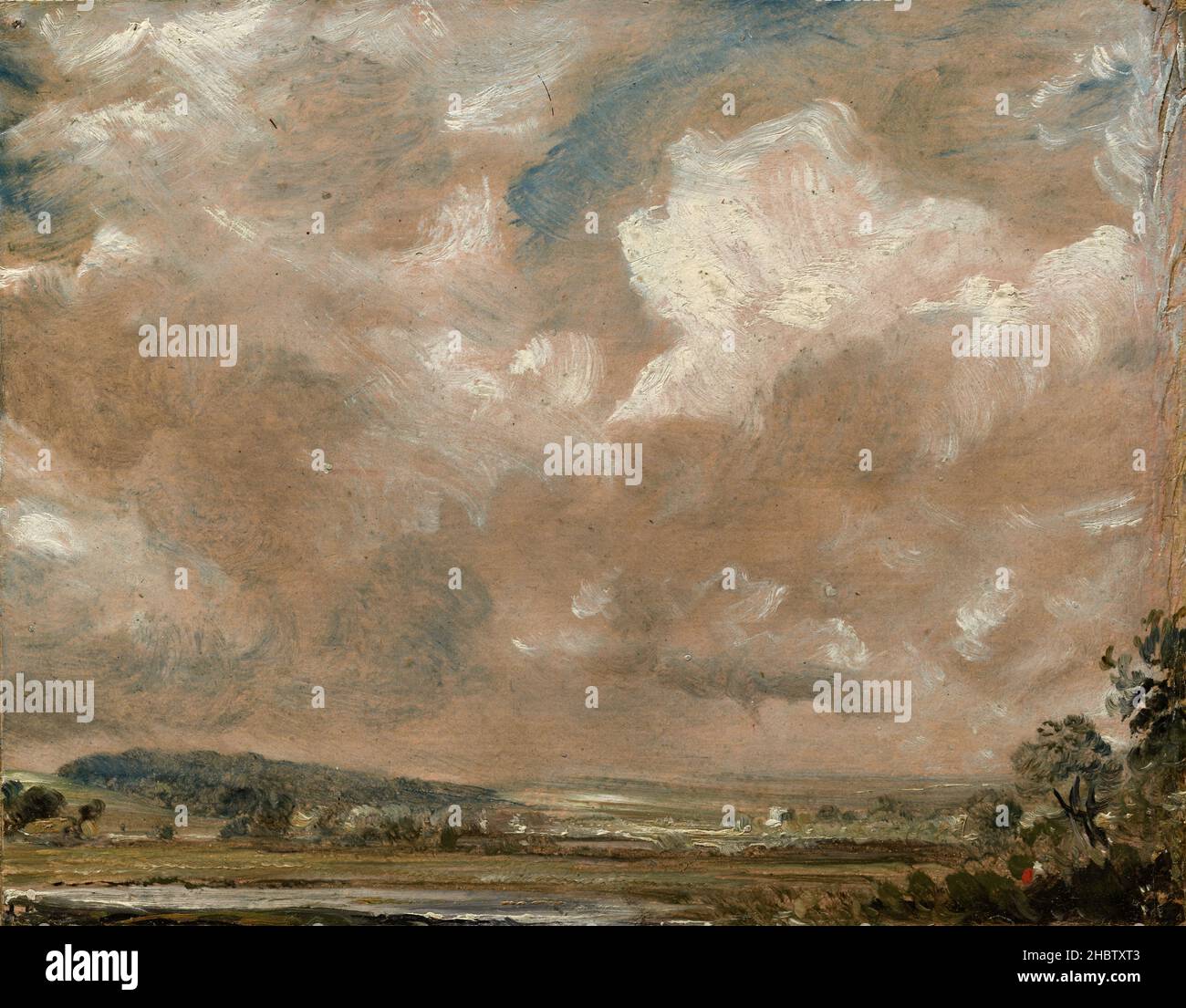 Harnham Ridge, Salisbury - 1829c. - olio su carta montato su tela 20,5 x 25,7 cm - Vollzugsbeamtet Johannes Stockfoto