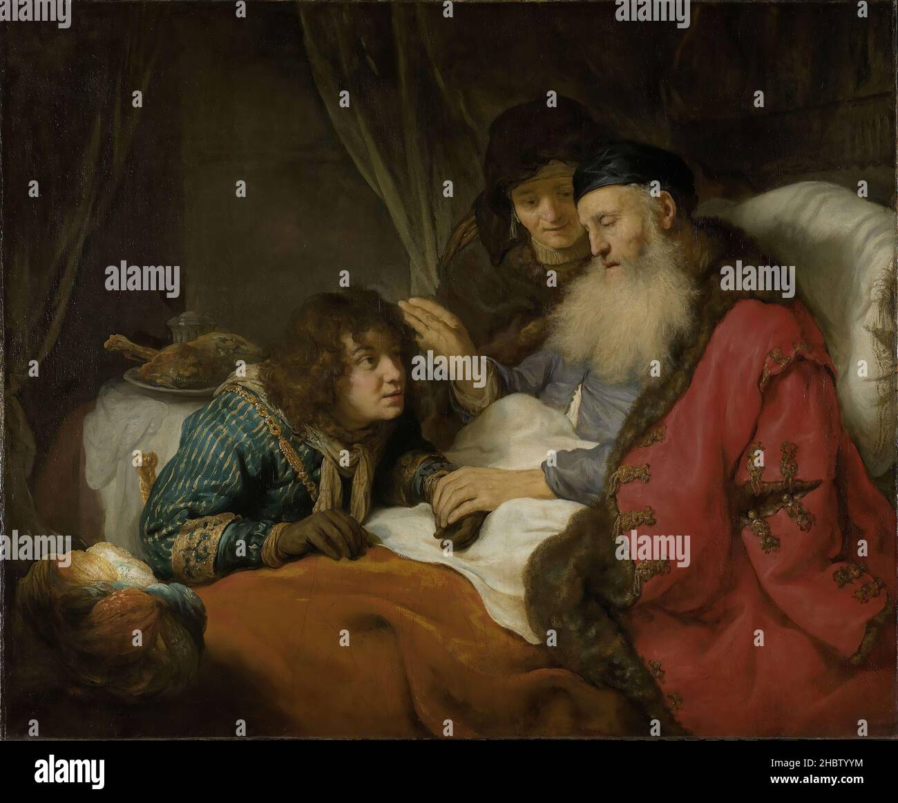 Isaac Blessing Jacob - 1638c. - Öl auf Leinwand 117 x 141 cm - Flinck Govert Stockfoto