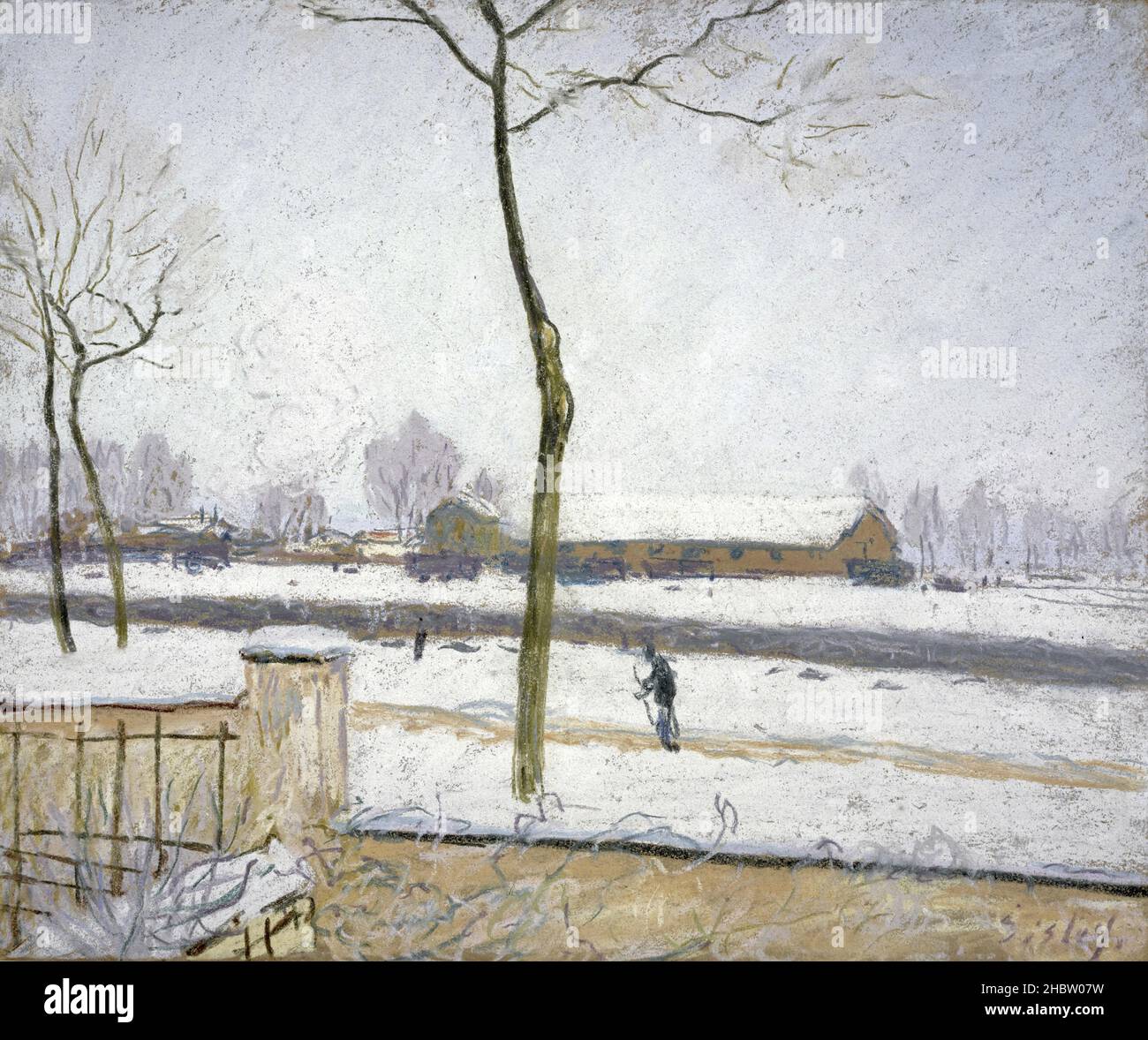 Effet de Neige - 1880 85 - Pastell auf Karta 45,7 x 54,6 cm - Sisley Alfred Stockfoto