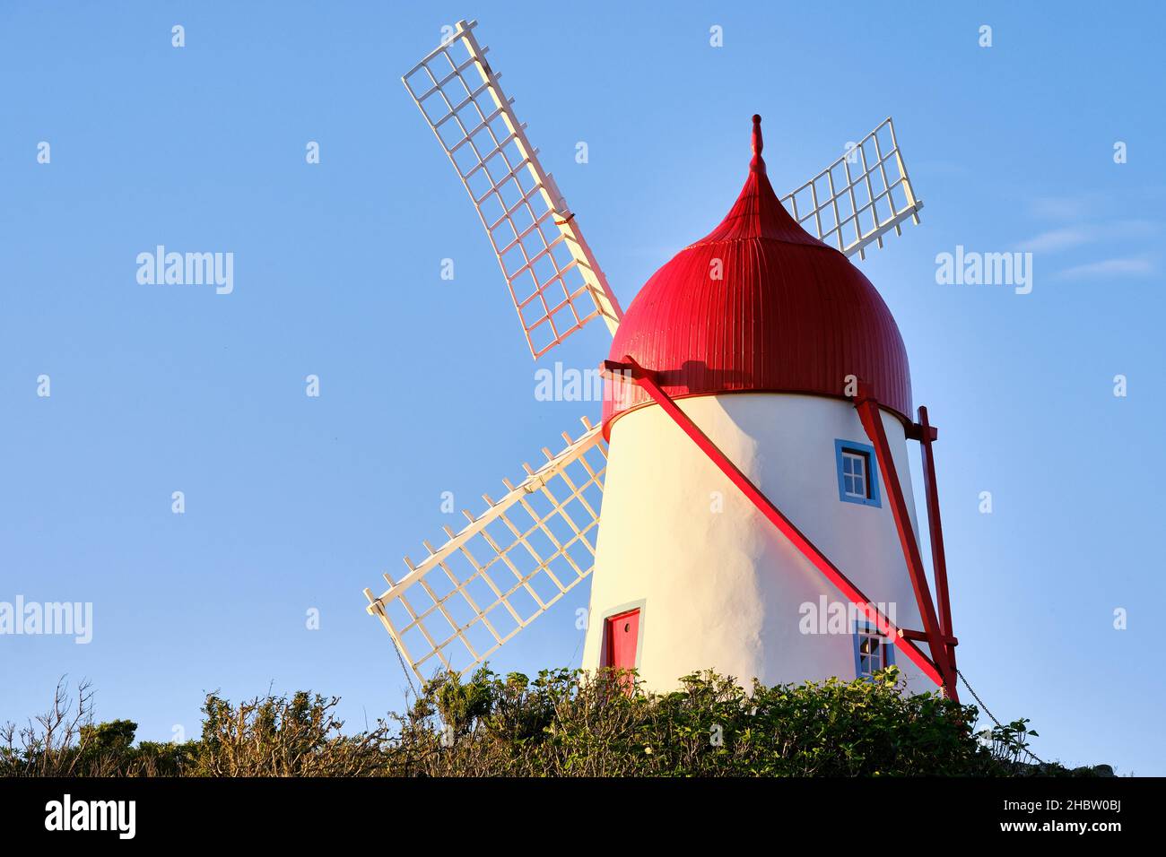 Fontes traditionelle Windmühle. Insel Graciosa, Azoren. Portugal Stockfoto