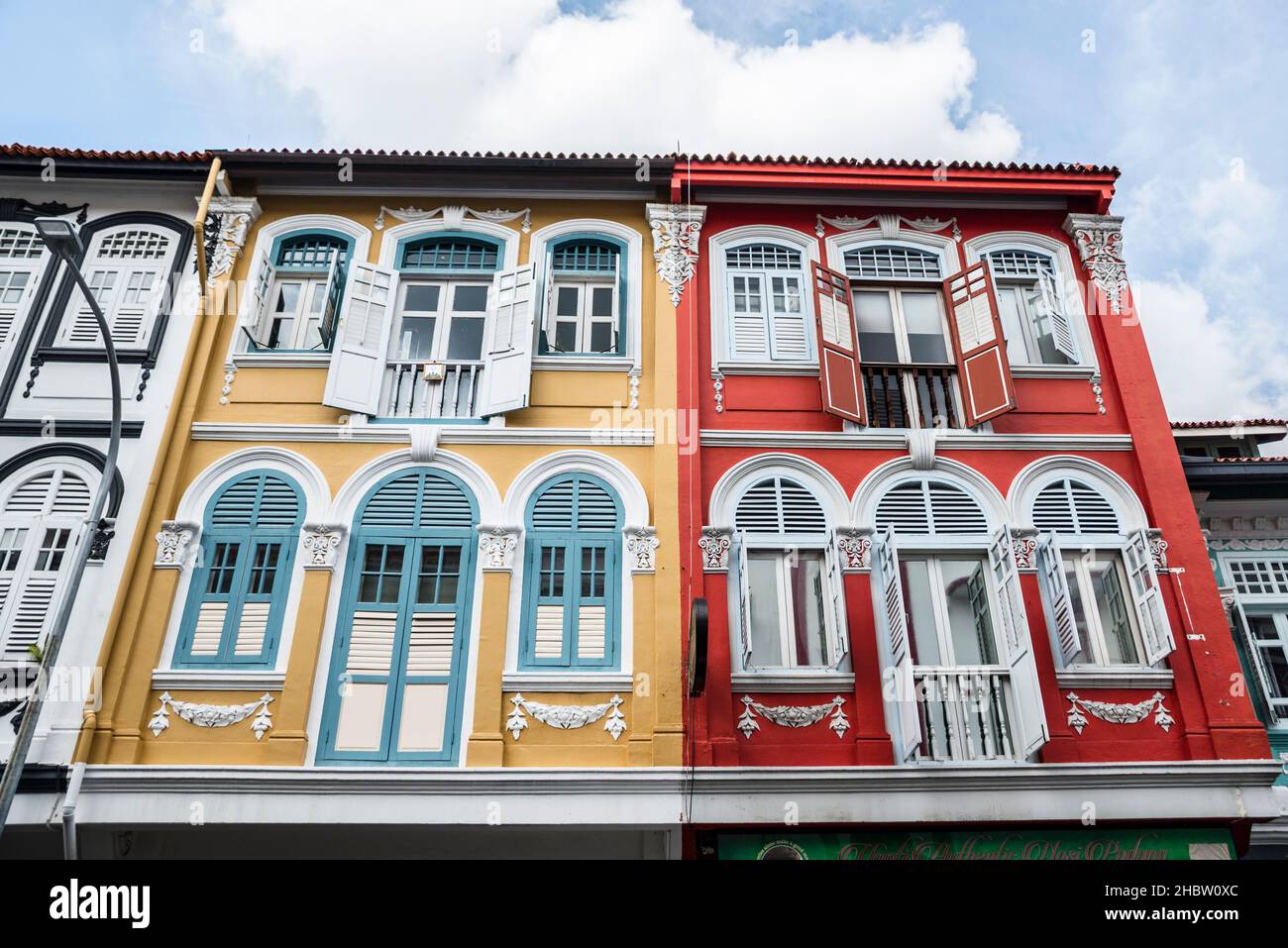 Hübsche Gebäude an der Keong Saik Road, Singapur Stockfoto