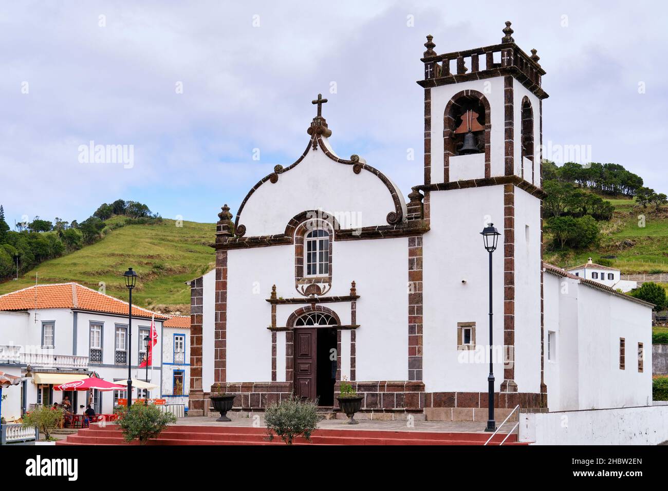 Mutterkirche in Santa Barbara Pfarrei. Santa Maria Insel, Azoren. Portugal Stockfoto