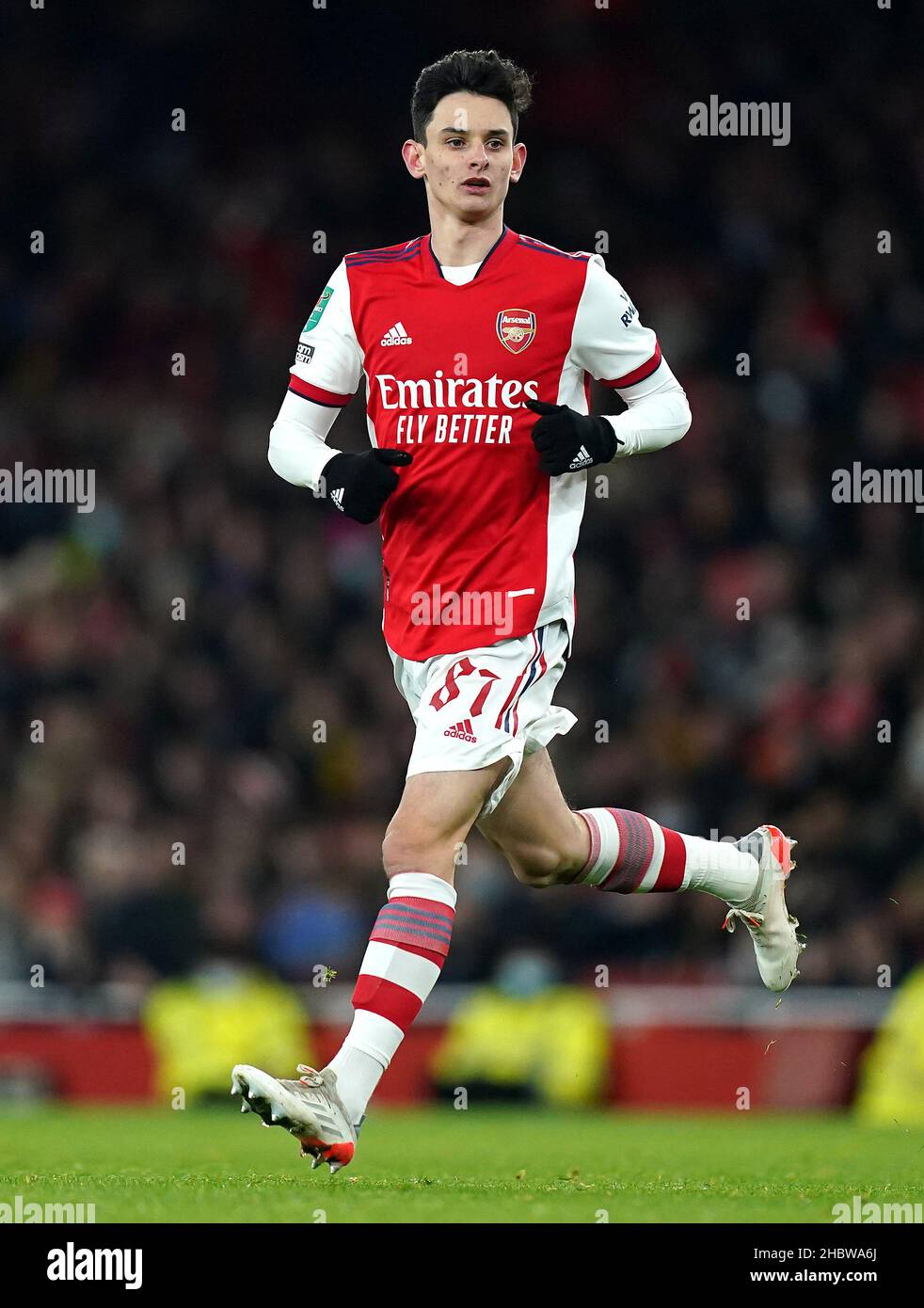 Charlie Patino von Arsenal beim Viertelfinale des Carabao Cup im Emirates Stadium, London. Bilddatum: Dienstag, 21. Dezember 2021. Stockfoto