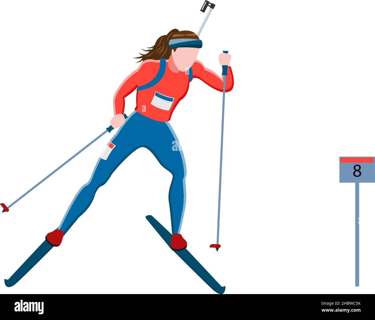 Frauen Biathlon Athlet Skifahren, Vektor-Illustration Stock Vektor