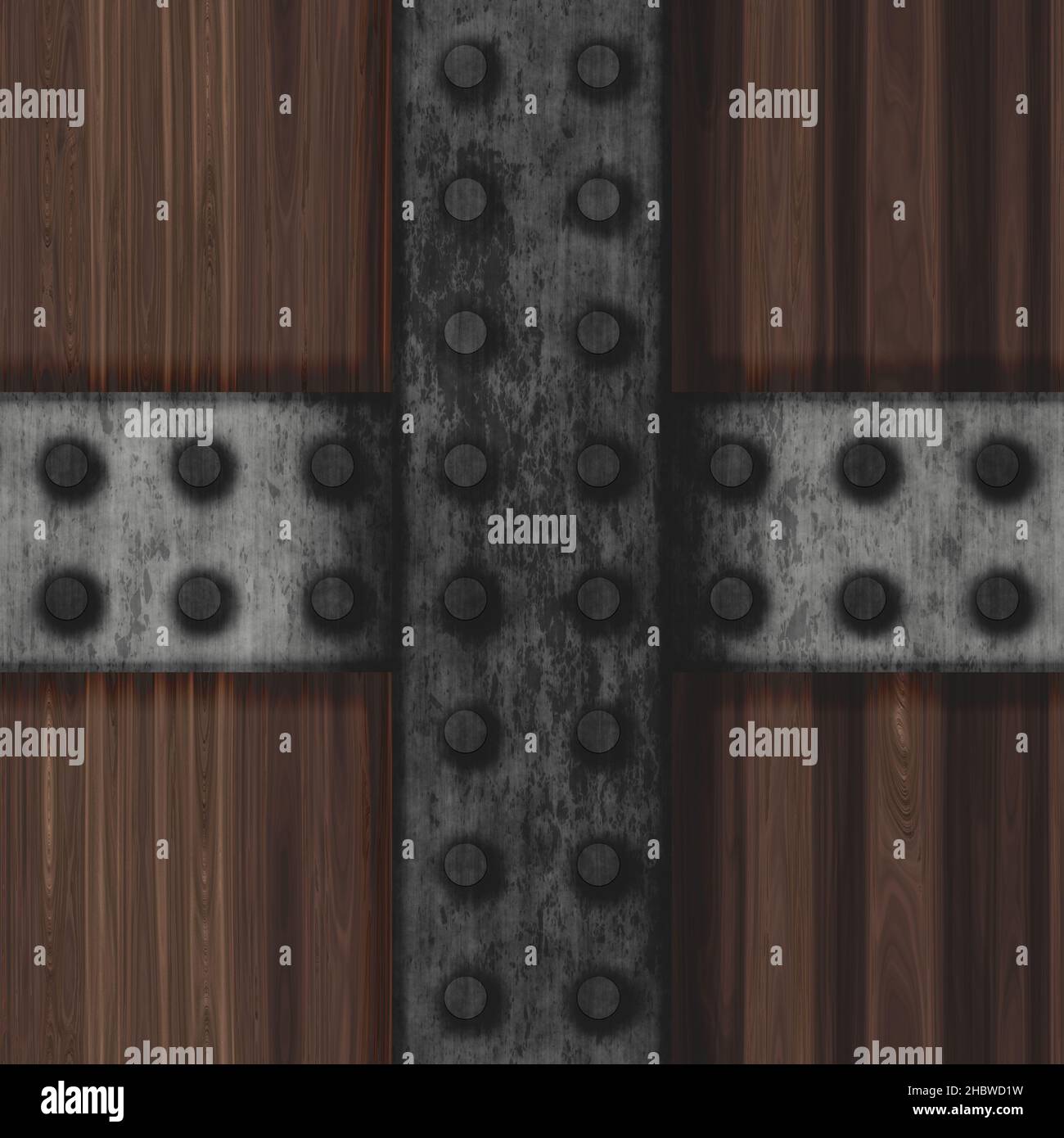 Dead man's Chest - Metall gebänderte Holzkiste für alle Ihre Piraten Beute. 3D erzeugt nahtlose Textur, High-Definition-Muster Stockfoto