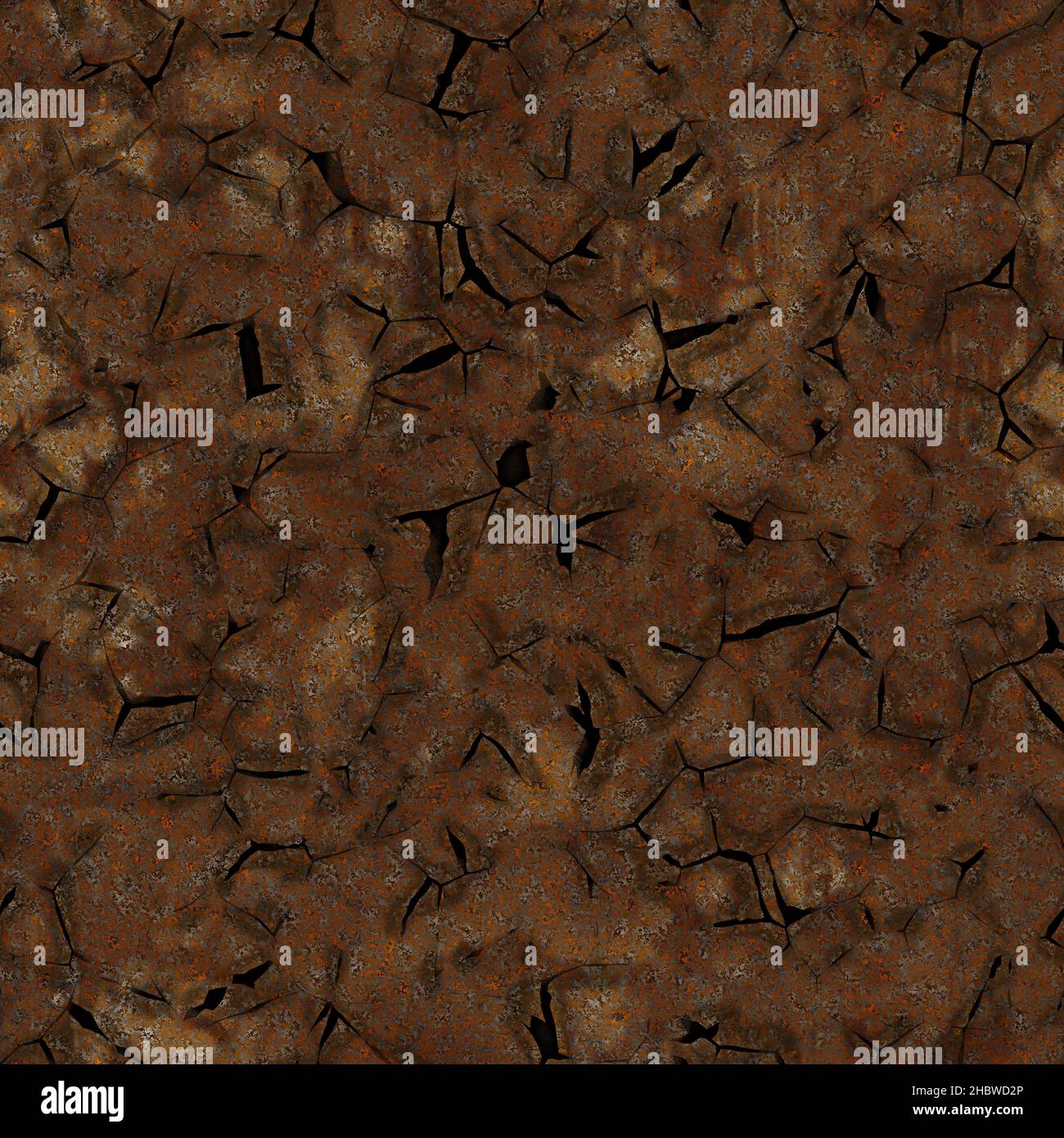 Rostig geschweißte Metallplatten mit alternativem Plattenlayout, verwelkt geschweißtes Metall. 3D erzeugt nahtlose Textur, High-Definition-Muster. Geröstet und cr Stockfoto