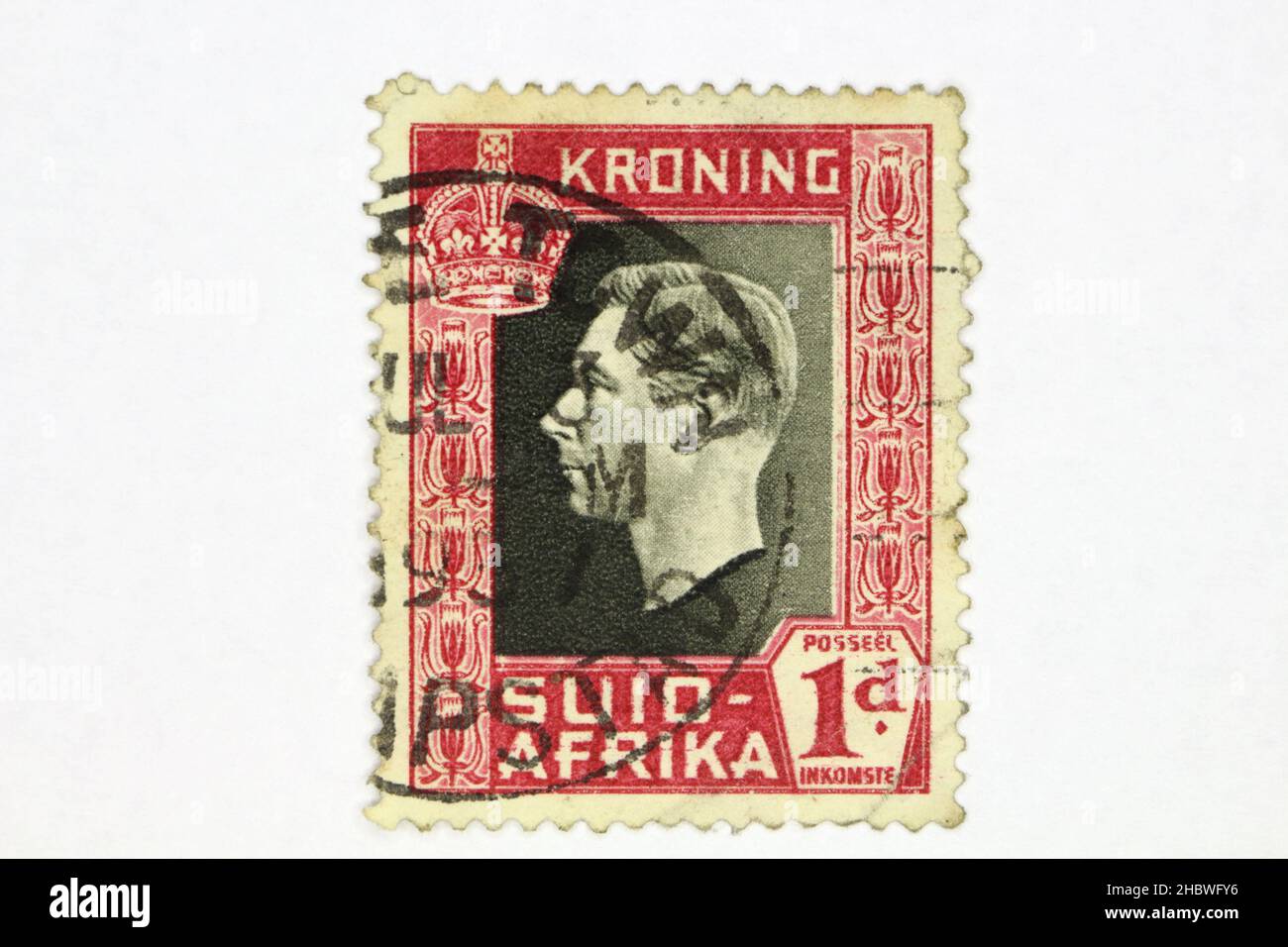 Südafrika - Suid Afrika Briefmarke King George VI Coronation (kroning) Stockfoto