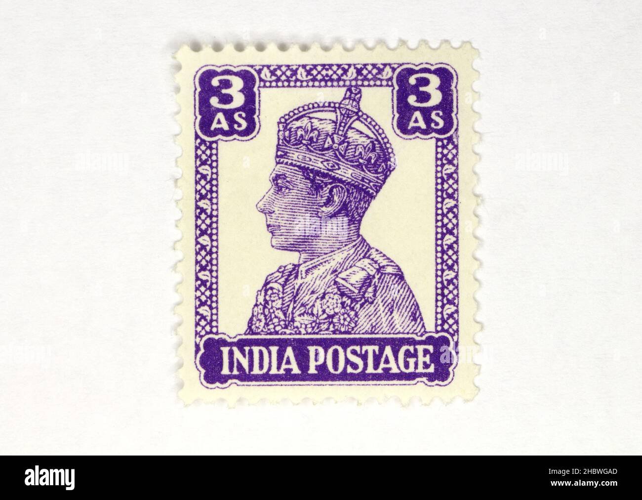 Indische Briefmarke von König Georg VI. Als Kaiser von Indien. Britisches Imperium Stockfoto