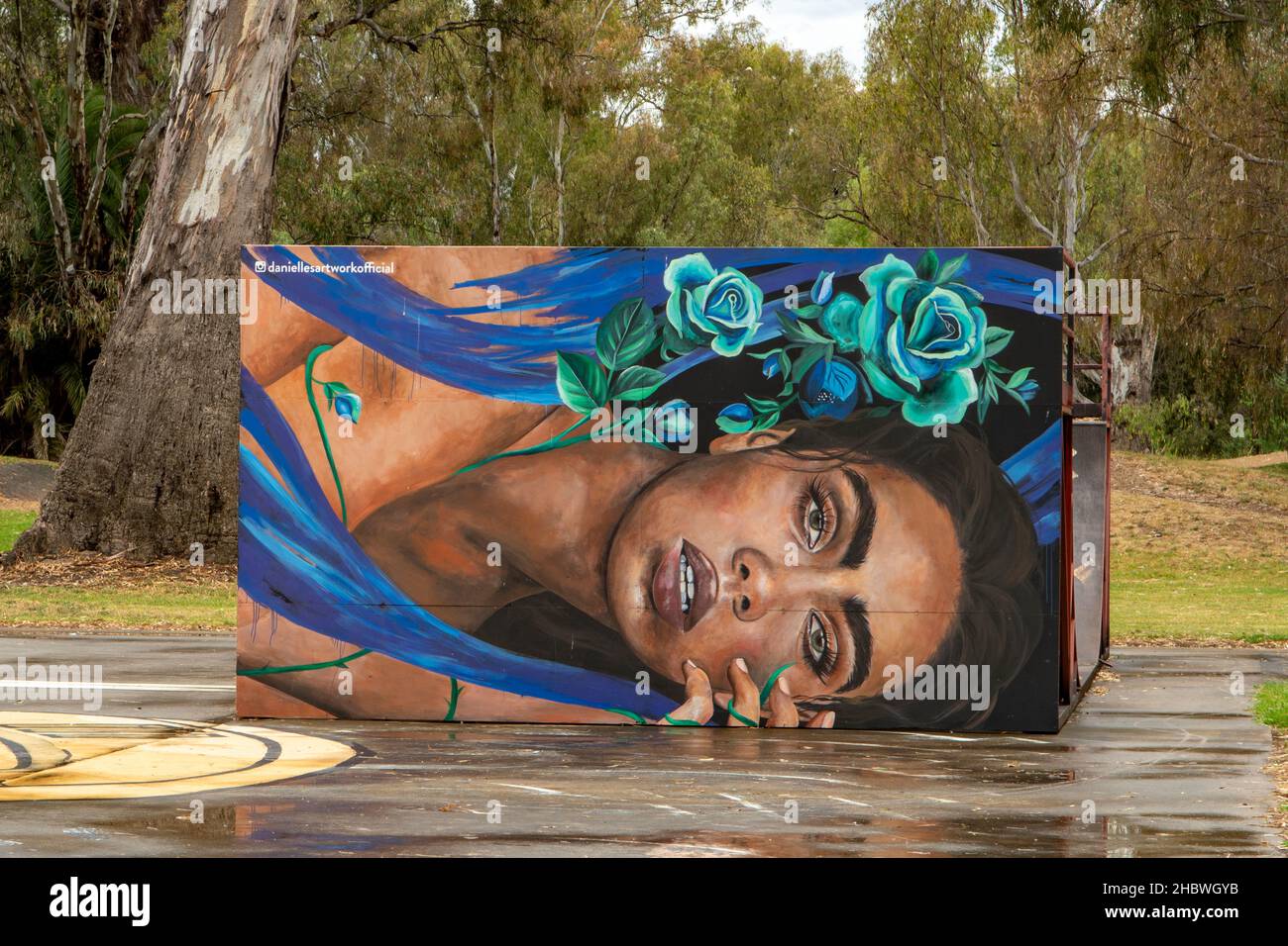 Skateboard Park Street Art, Benalla, Victoria, Australien Stockfoto