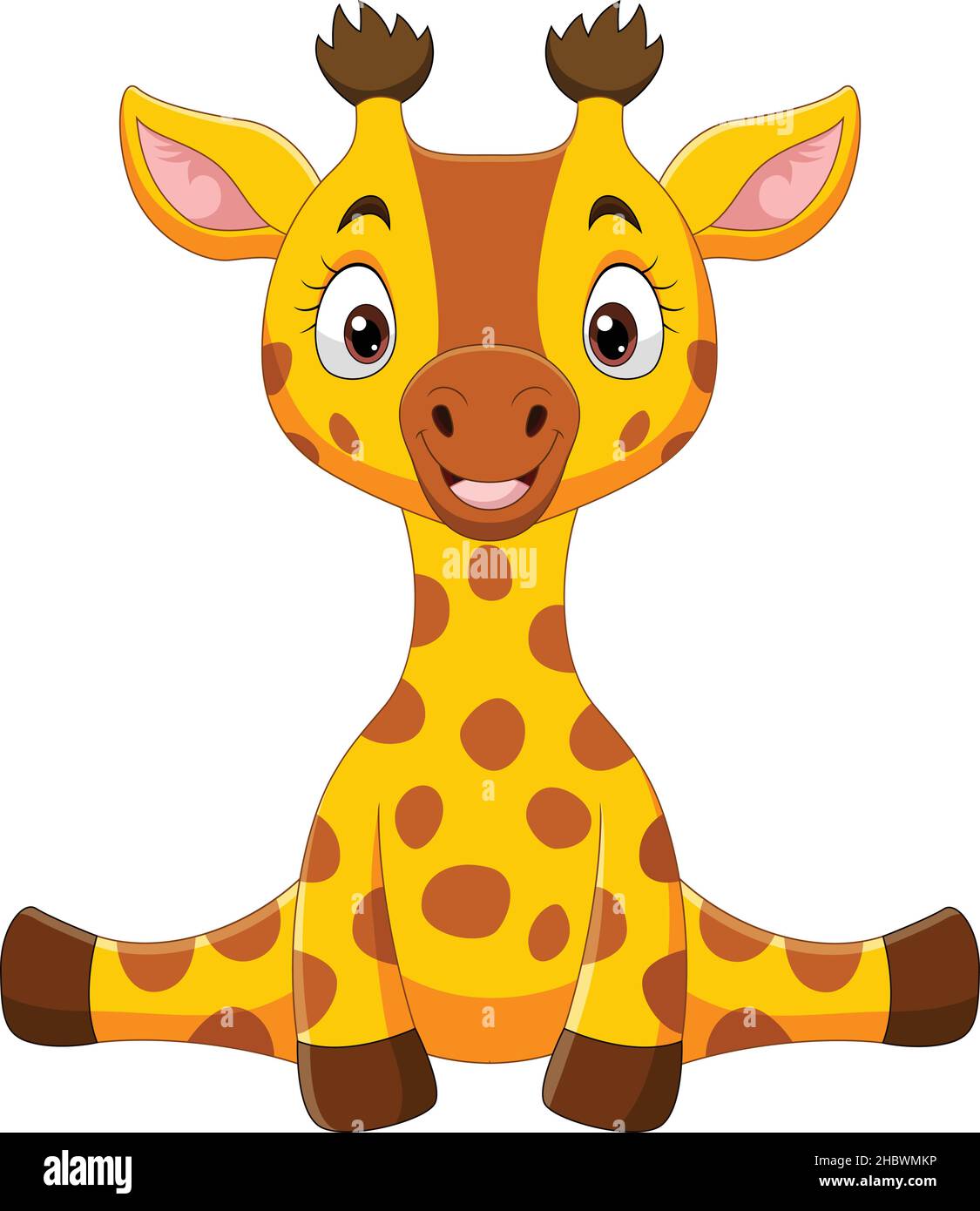 Nettes Baby Giraffe Cartoon sitzen Stock Vektor