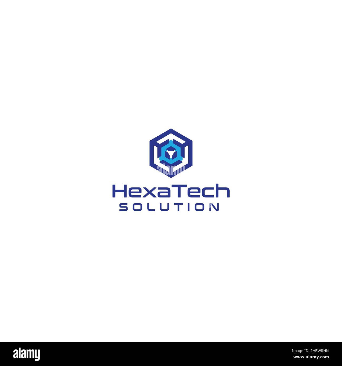 Einfaches, farbenfrohes HEXA Tech SOLUTION Logo-Design Stock Vektor
