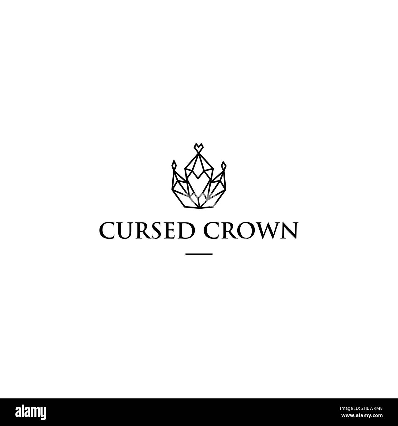 Minimalistisches, schlichtes Design mit Cursed Crown Logo Stock Vektor