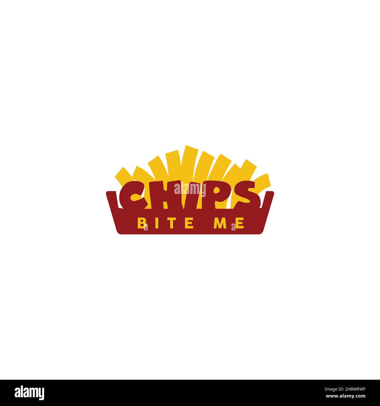 Modernes Design Bunte Chips Bite Me Logo-Design Stock Vektor