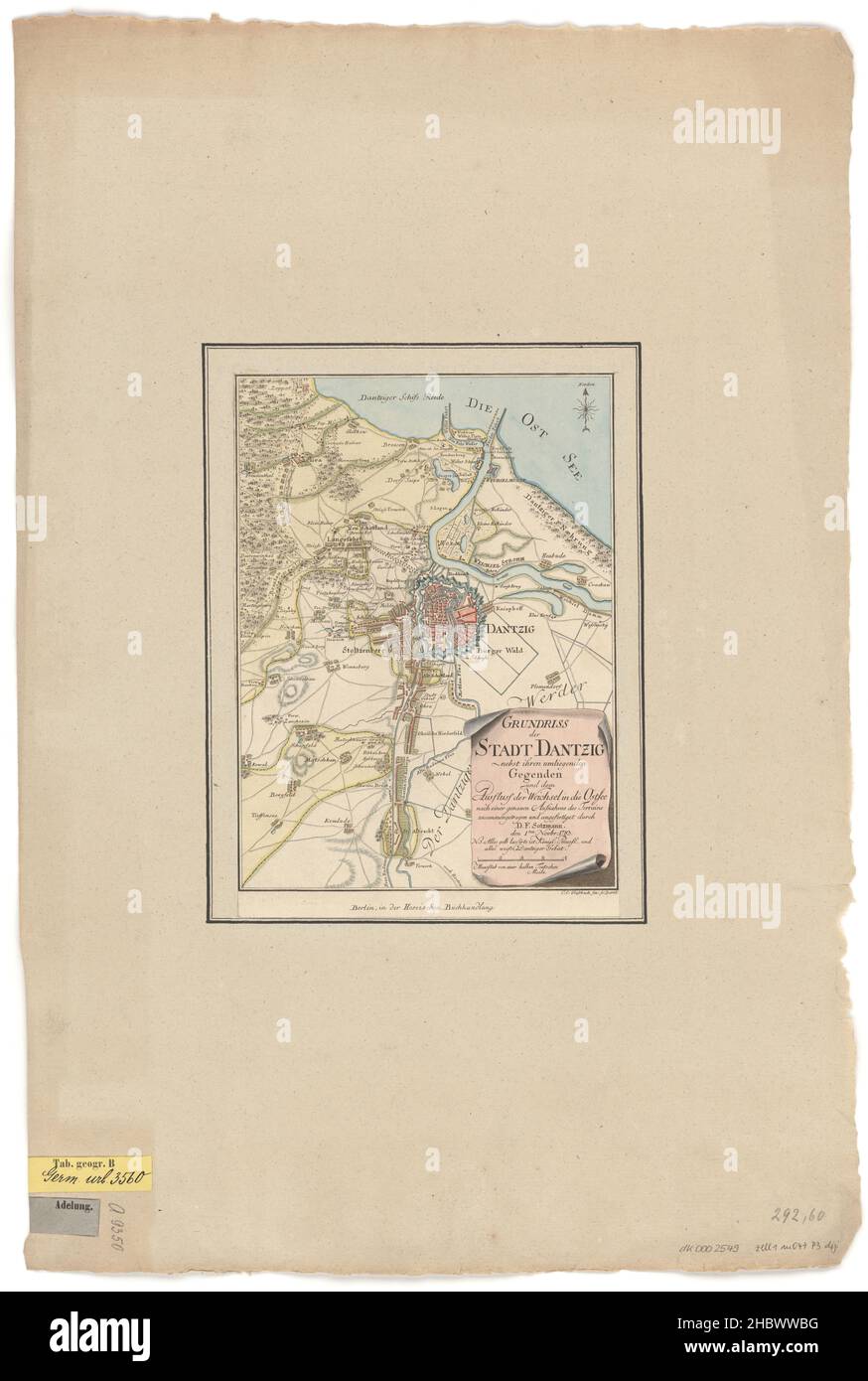 Freie Stadt Danzig, Danziger Karte, Alte Danziger Karte, Karte von Danzig, Retro-Danziger Karte, Vintage Danzig Print, Old Gdańsk Map, Gdańsk Print, Danzig Map Stockfoto