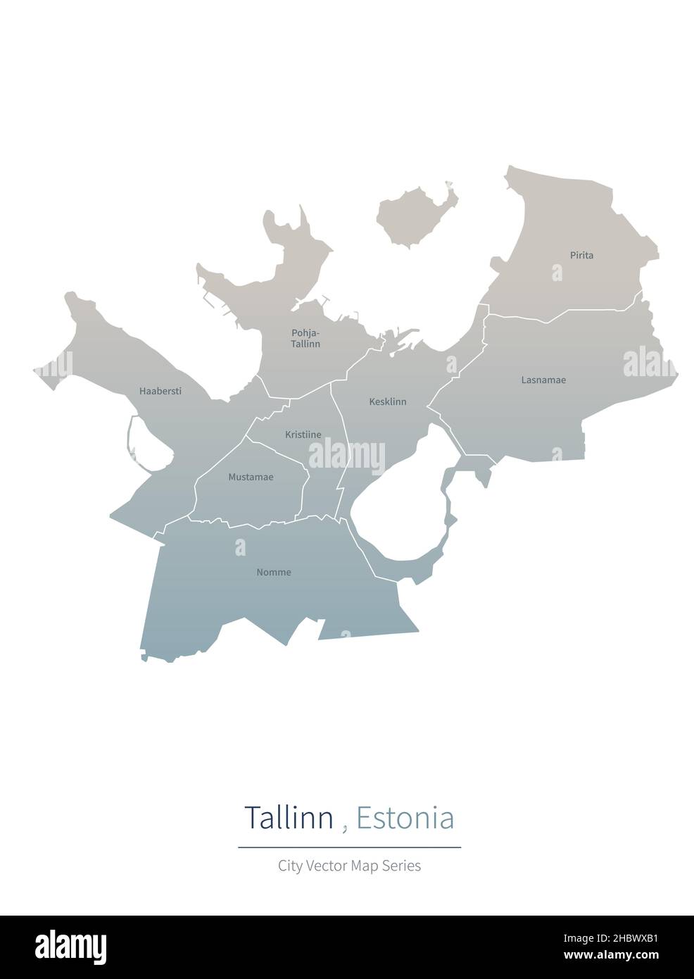 Tallinn Karte. vektor-Karte der Stadt in Estland. Stock Vektor