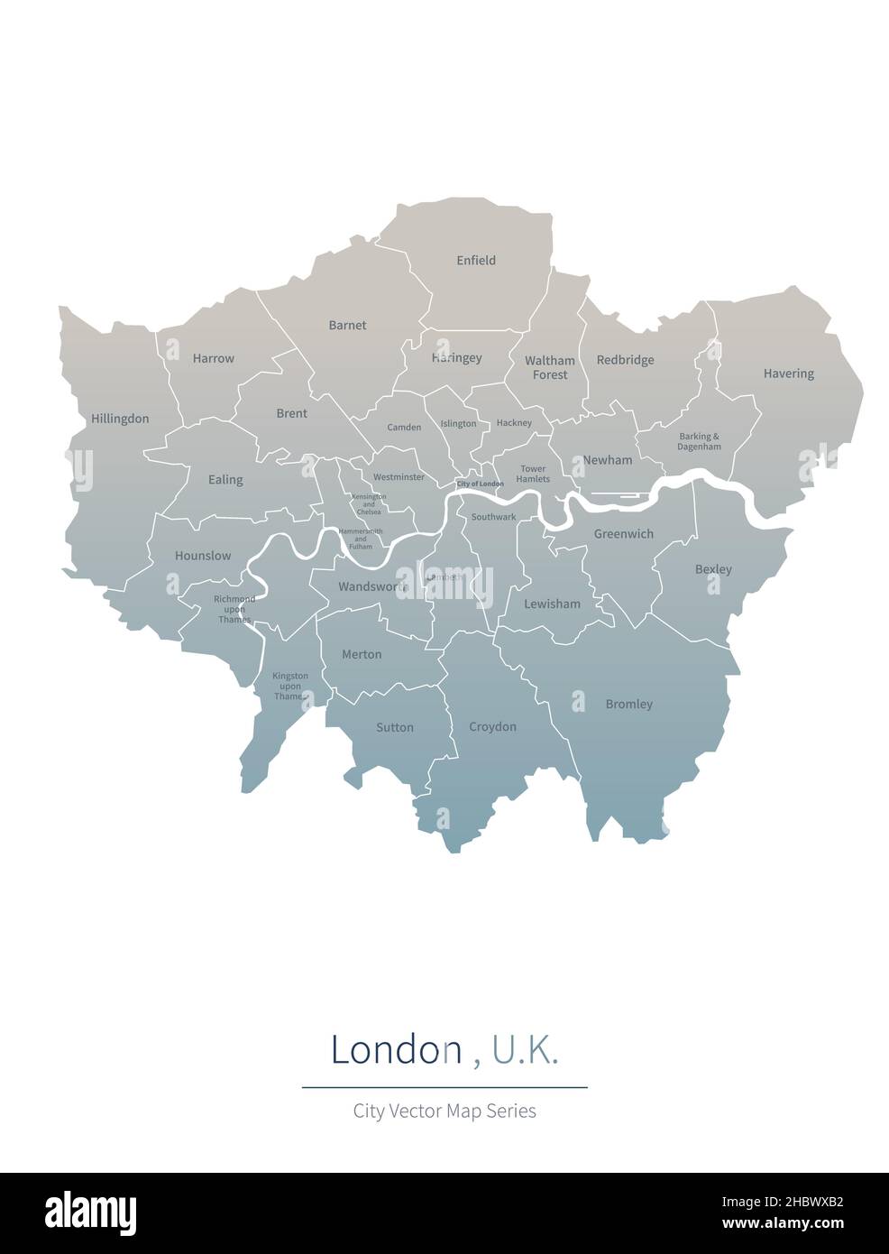 London Karte. vektor-Karte der Stadt in Großbritannien. Stock Vektor
