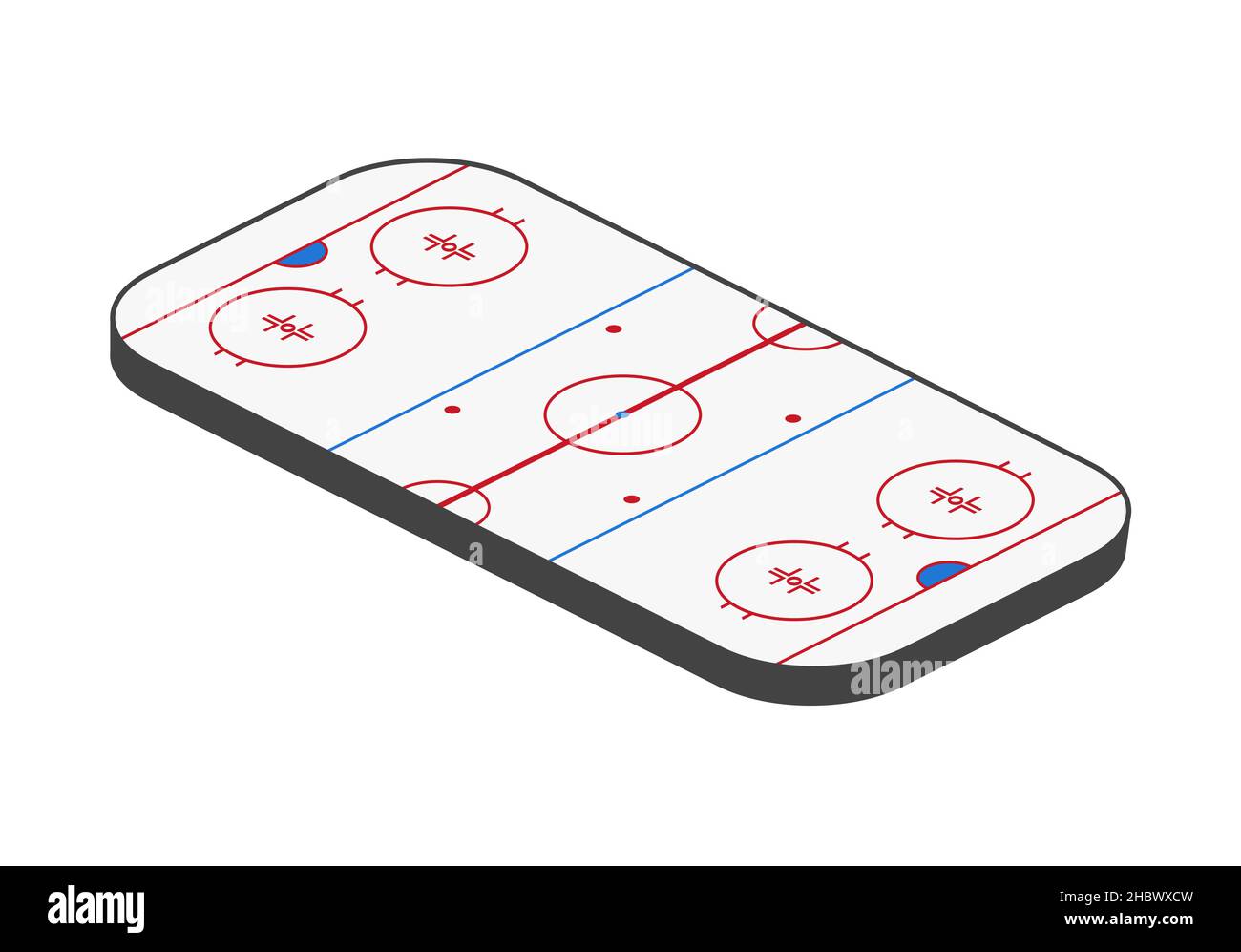 Eishockeybahn. Isometrische Arena mit Kratzern. Vektorgrafik Stock Vektor