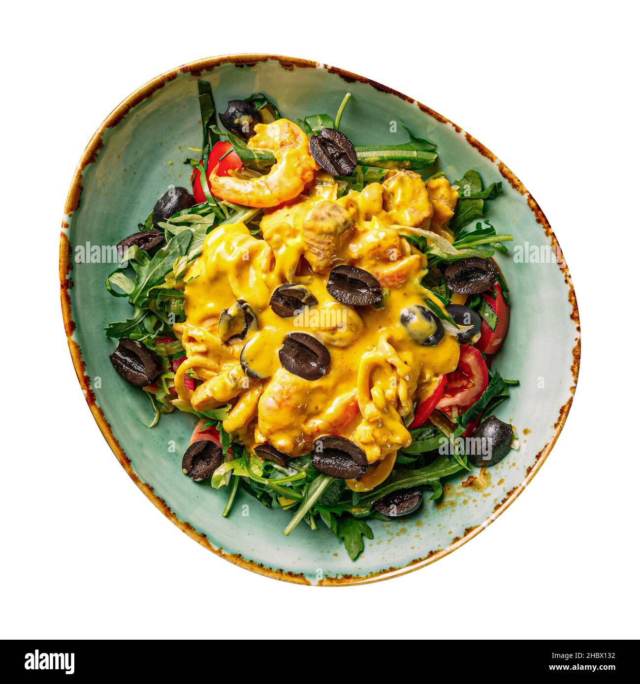 Gourmet-Salat mit Meeresfrüchten und Gemüse Stockfoto
