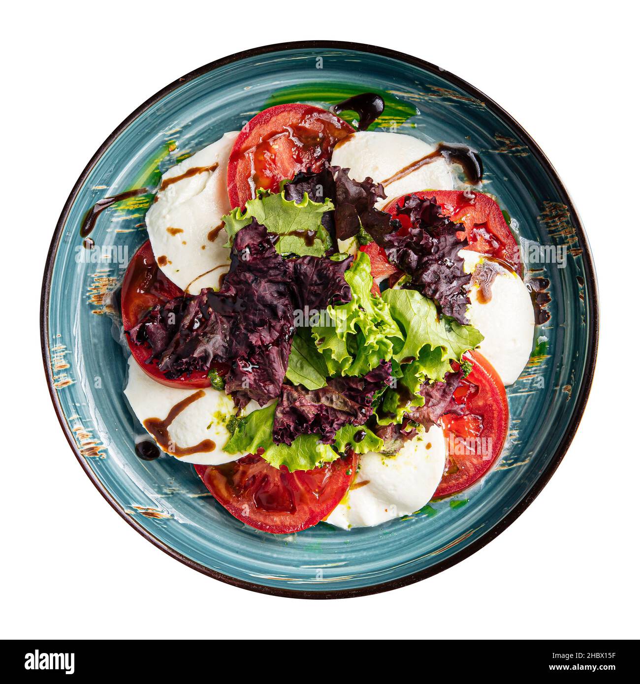 Isolierte Tomaten und Mozzarella Caprese Salat Stockfoto