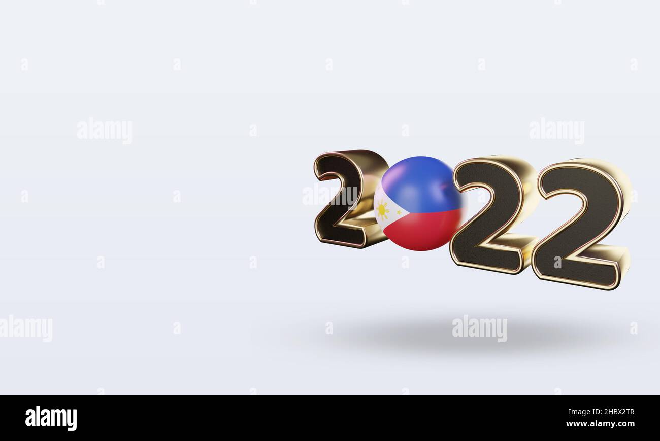 3D Text 2022 Philippinen Flagge Rendering Right view Stockfoto