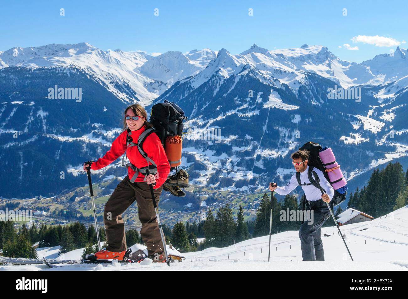 Skitour in herrlicher Bergkulisse in Montafon Stockfoto