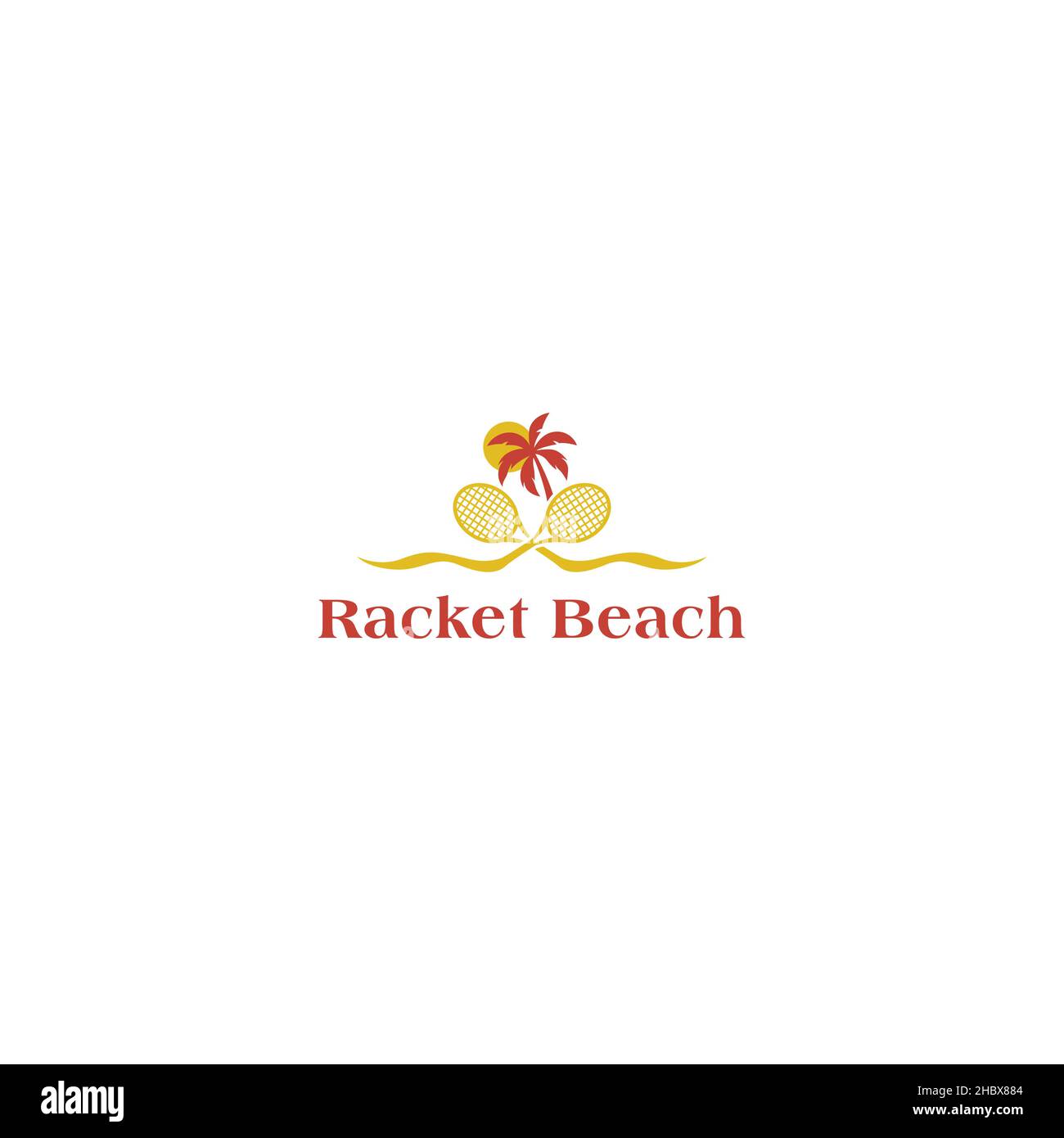 Modernes Design farbenfrohes Tennisschläger Beach Logo-Design Stock Vektor