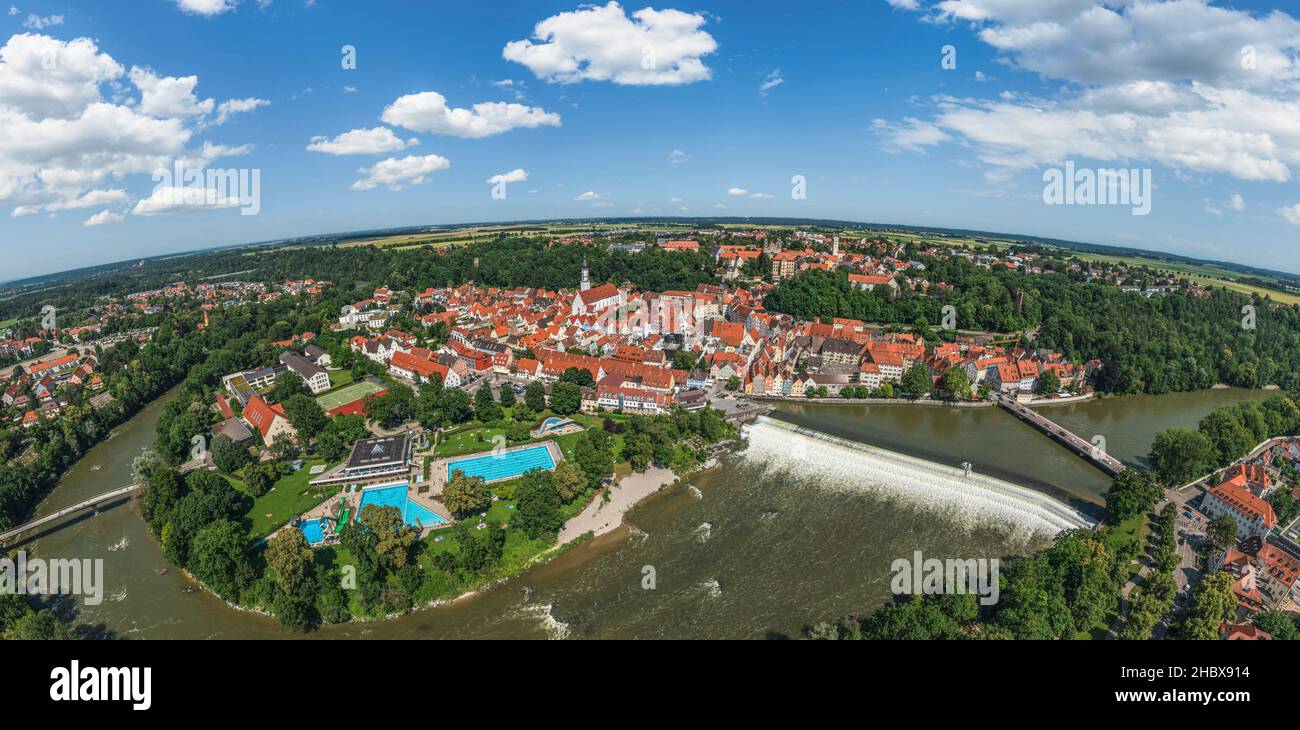 Luftaufnahme nach Landsberg am Lech in südbayern Stockfoto