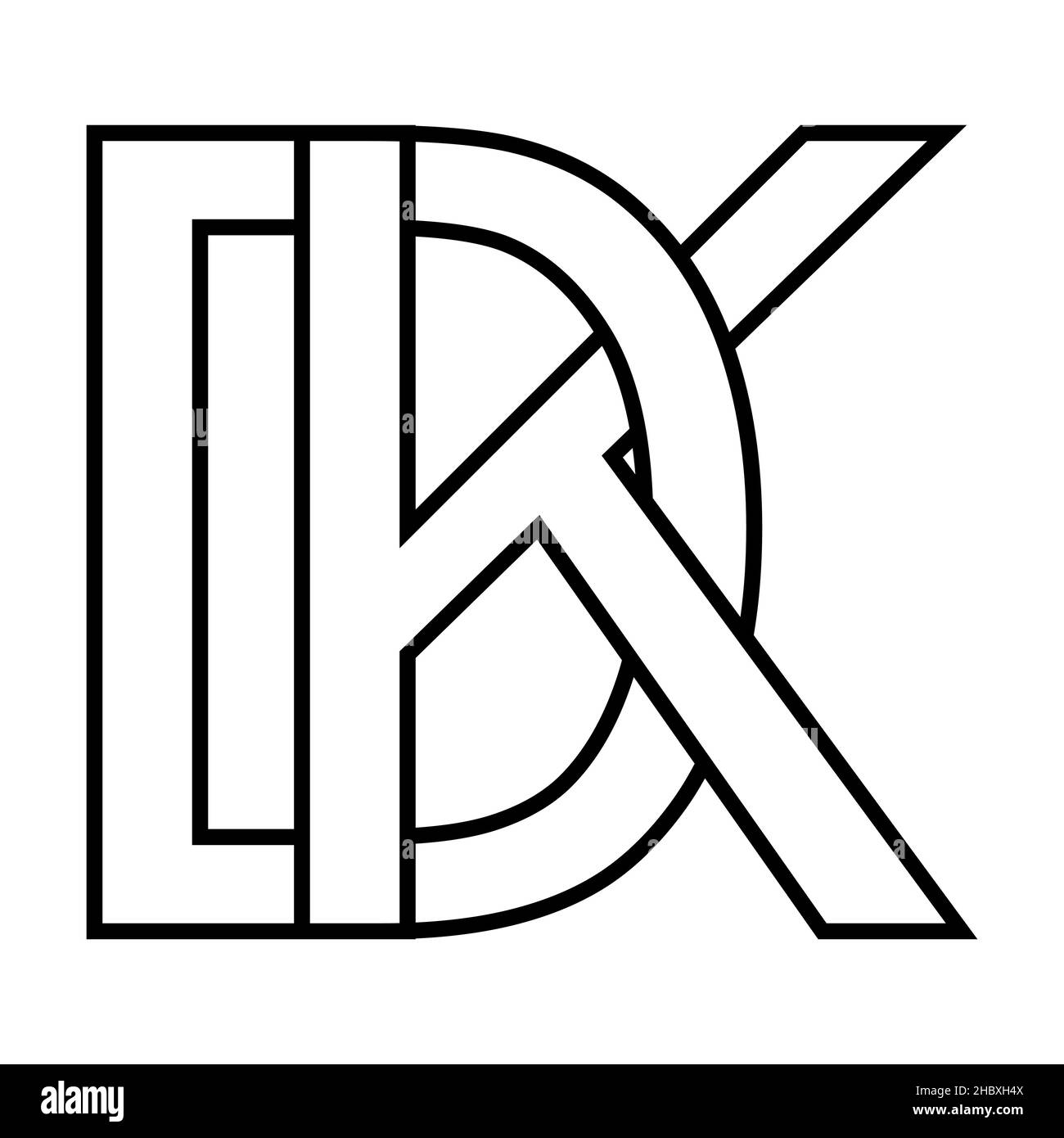 Logo Zeichen dk KD Symbol Zeichen, dk interlaced Buchstaben d k Stock Vektor