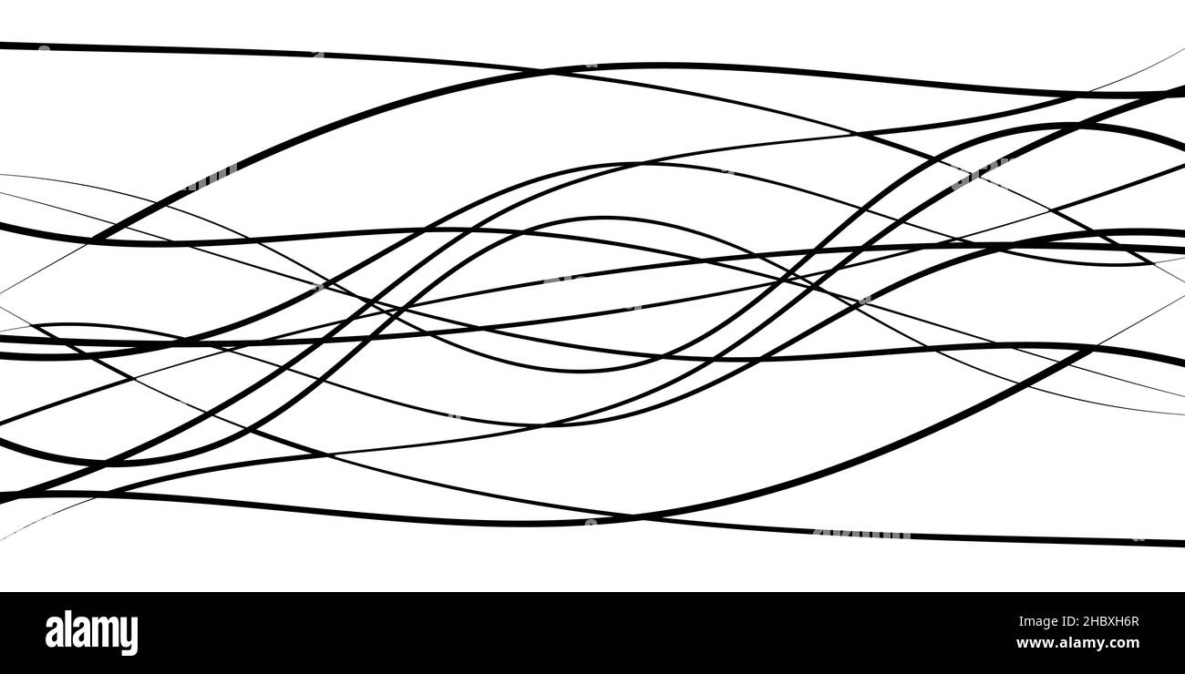 Abstrakt geschwungene Wellen schwarz anmutigen Linien Streifen Stock Illustration Stock Vektor