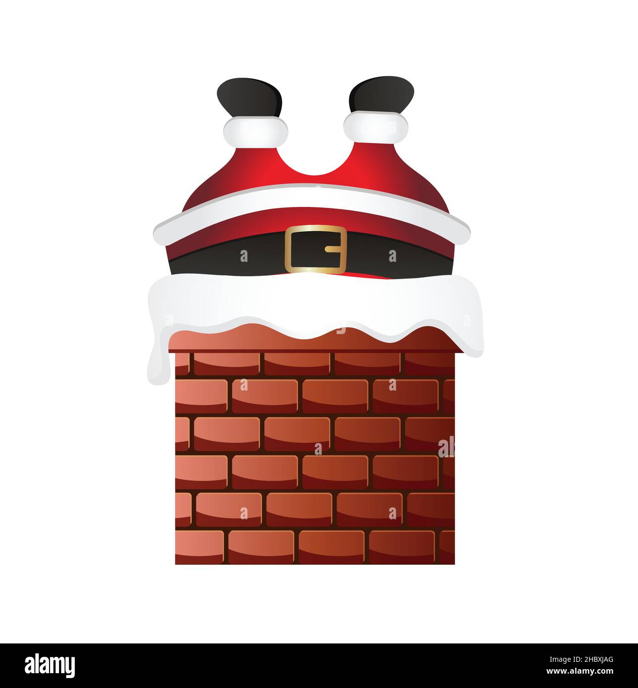 Santa Claus in Schornstein Vektor-Illustration stecken. Santa Claus Cartoon auf weißem Hintergrund isoliert. Stock Vektor