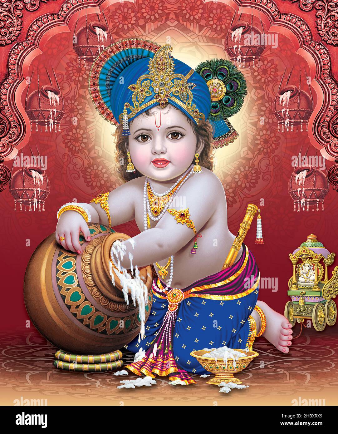 Lord Baby Krishna Tapeten mit Kuh