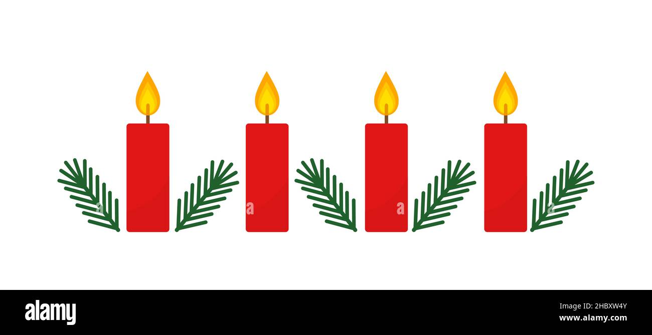 Rote Adventskerzen und Tannenzweige. Vektorgrafik Weihnachtskranz  Stock-Vektorgrafik - Alamy