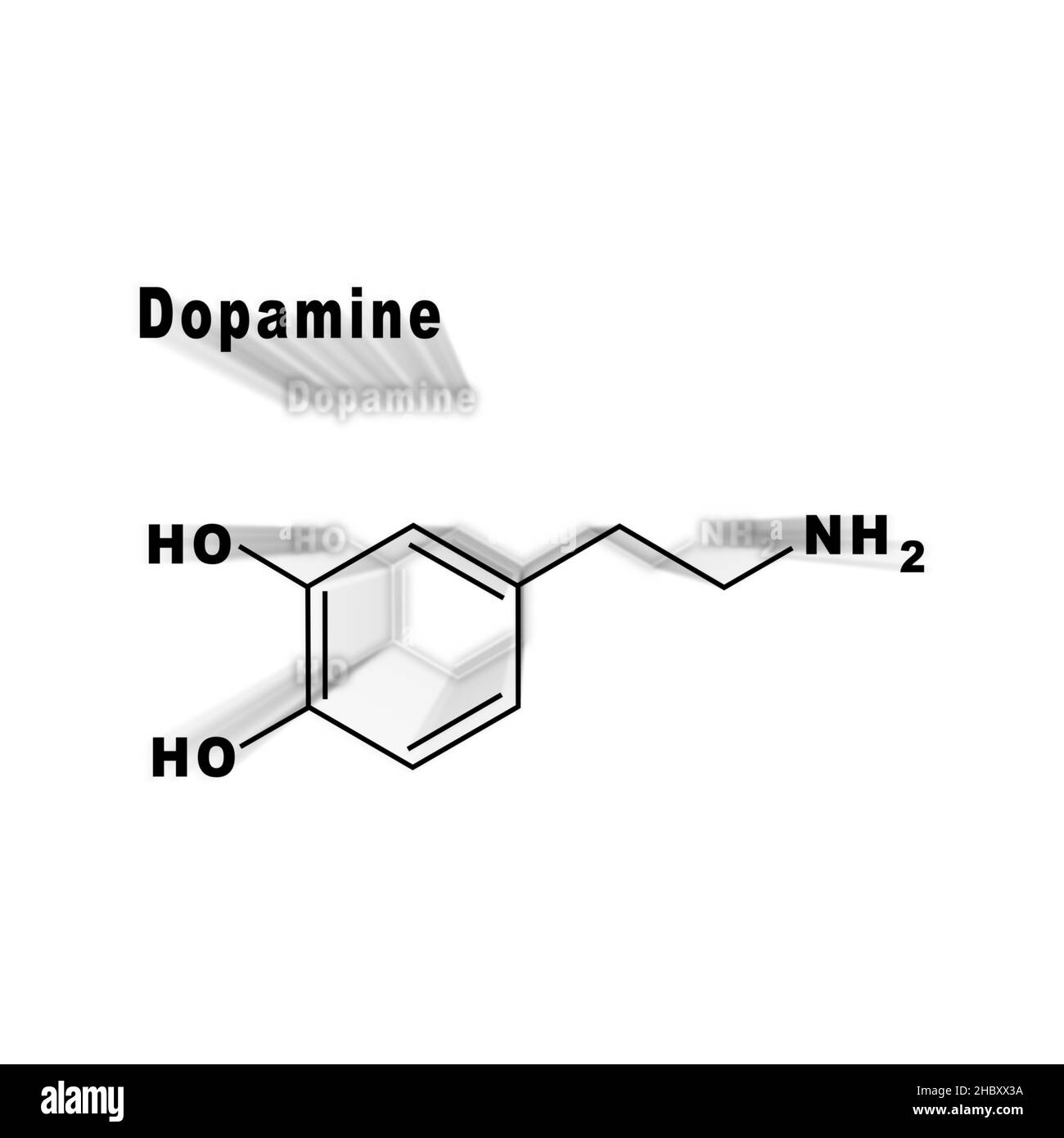 Dopamin Hormon strukturelle chemische Formel auf weißem Hintergrund Stockfoto
