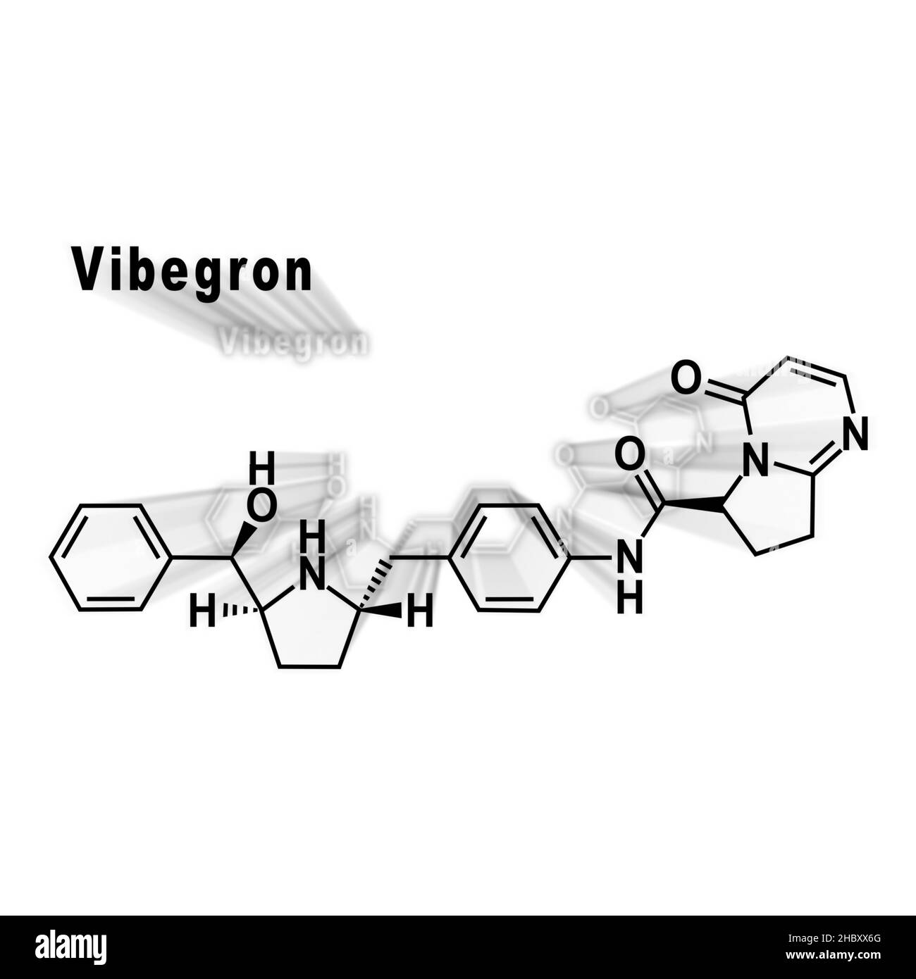 Vibegrondroge, strukturelle chemische Formel auf weißem Hintergrund Stockfoto