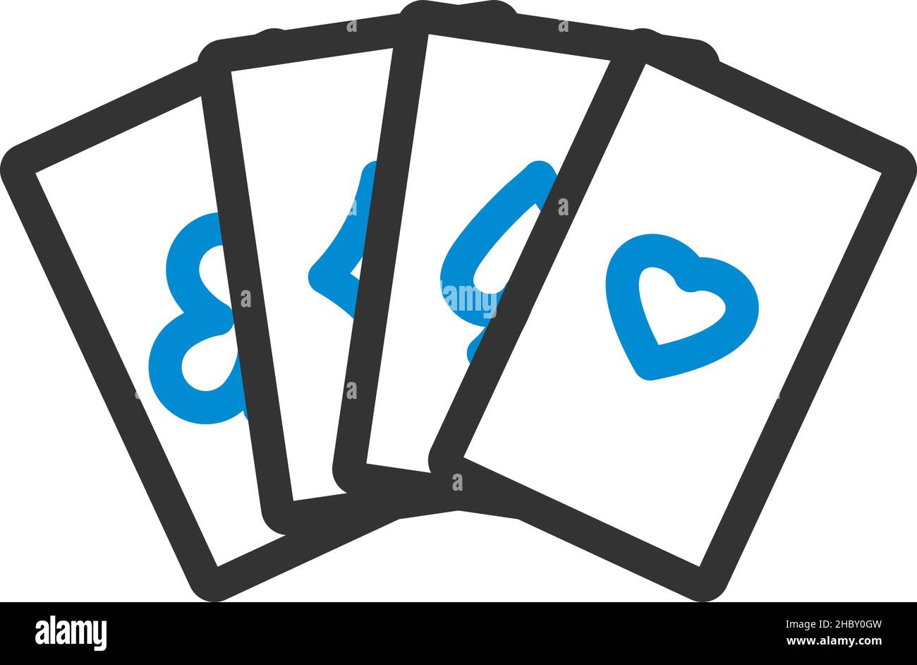 Satz Mit Vier Kartensymbolen. Flaches Farbdesign. Vektorgrafik. Stock Vektor